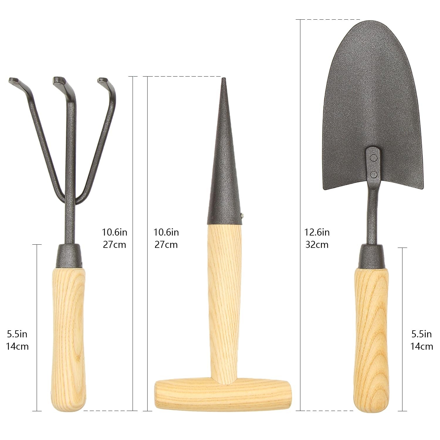 Japanese Gardening Tools Set, 6 Pcs Garden Tools Set, Black Painted Stainless
