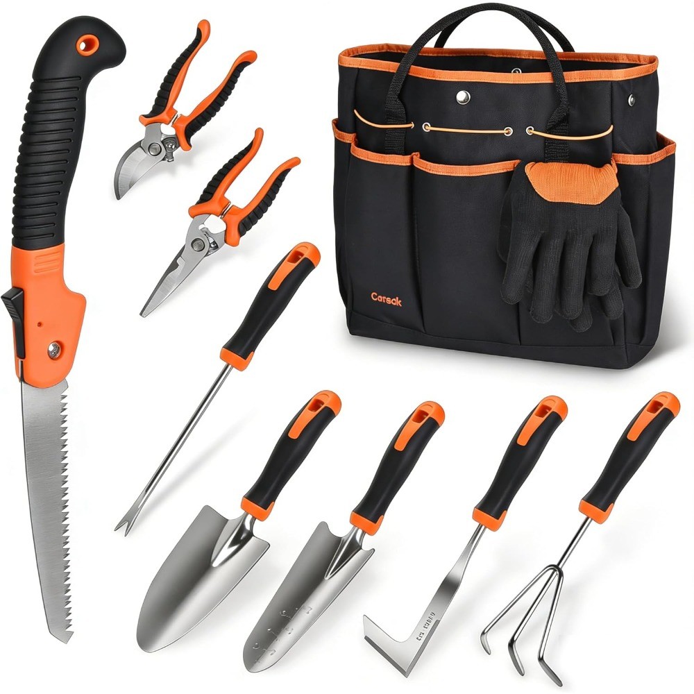 10-Piece Garden Tool Set, Heavy Duty Stainless Steel with Bag & Gloves