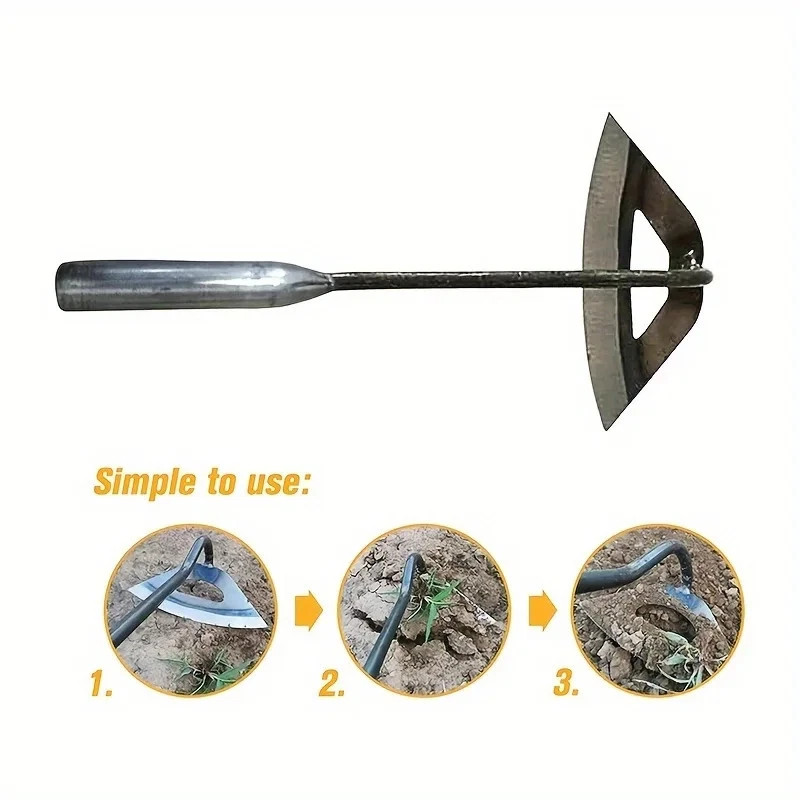 Premium All-Steel Hardened Hollow Hoe – Handheld Weeding Rake Durable and