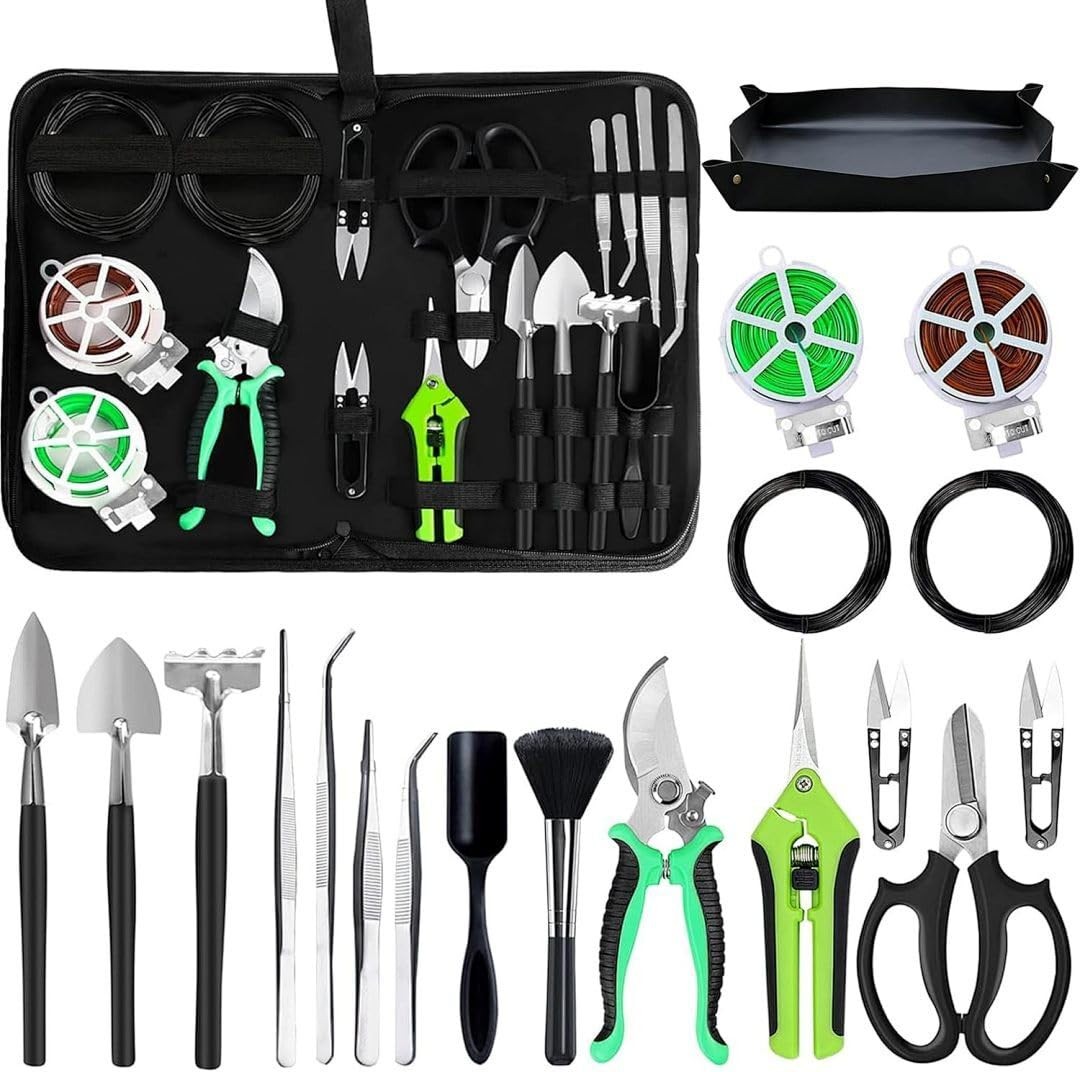 Bonsai Tools Set, 20-Piece Bonsai Tools Set with Waterproof Repotting Mat, Pr…