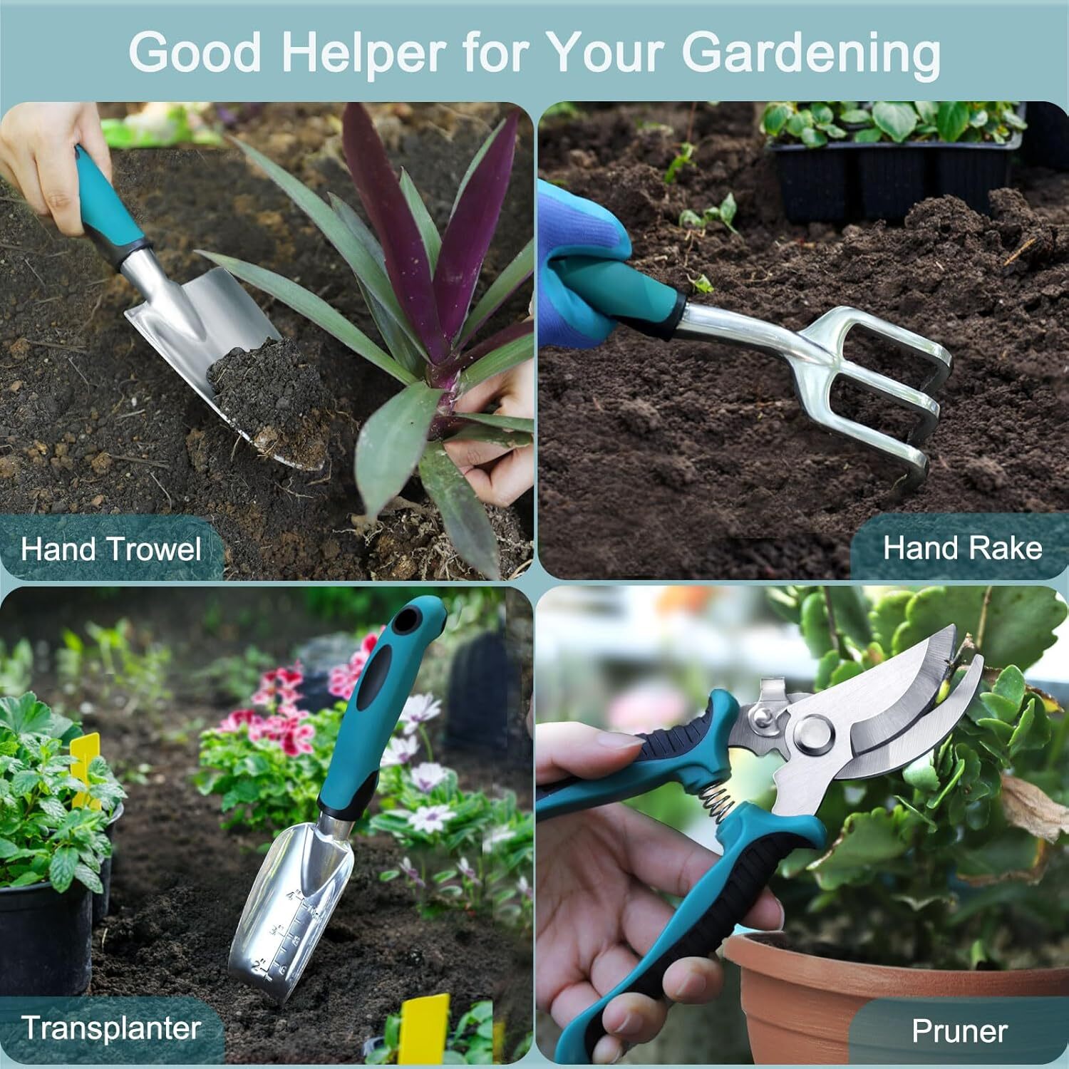 Garden Tools 7-Piece, Gardening Hand Tools, Gardening Tools Set with Rust-Proof,