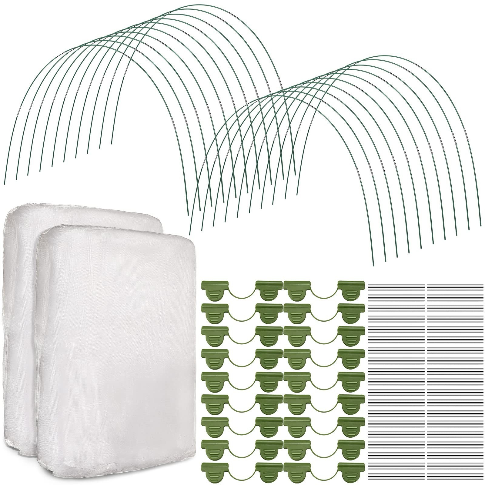 Woanger 2 Pack Garden Mesh Netting Kit Plant Cover with 100 Garden Hoops 72 C…