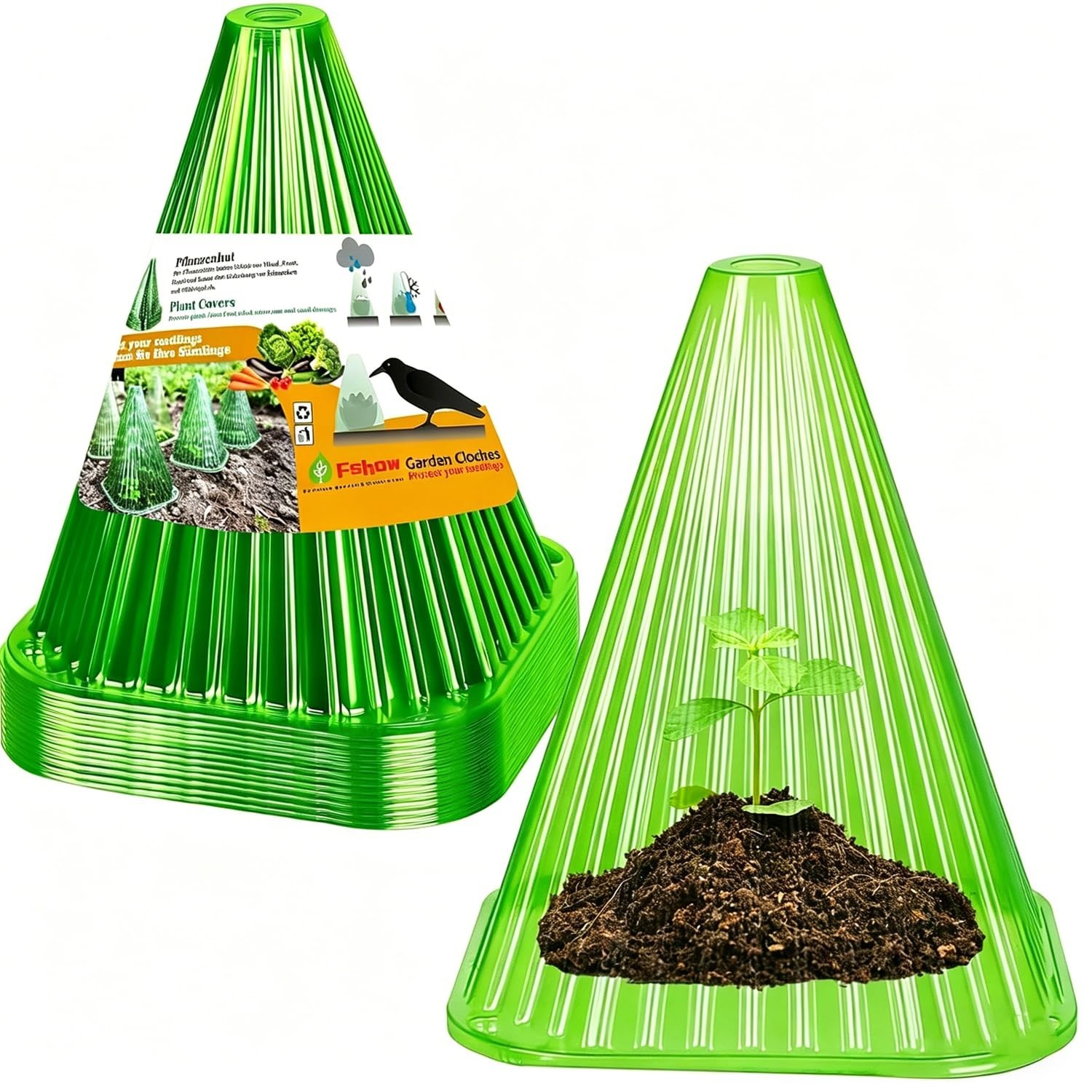 Fshow Garden Cloches,20 Pack Reusable Plant Bell Cover,Bell Jar Cloches for P…