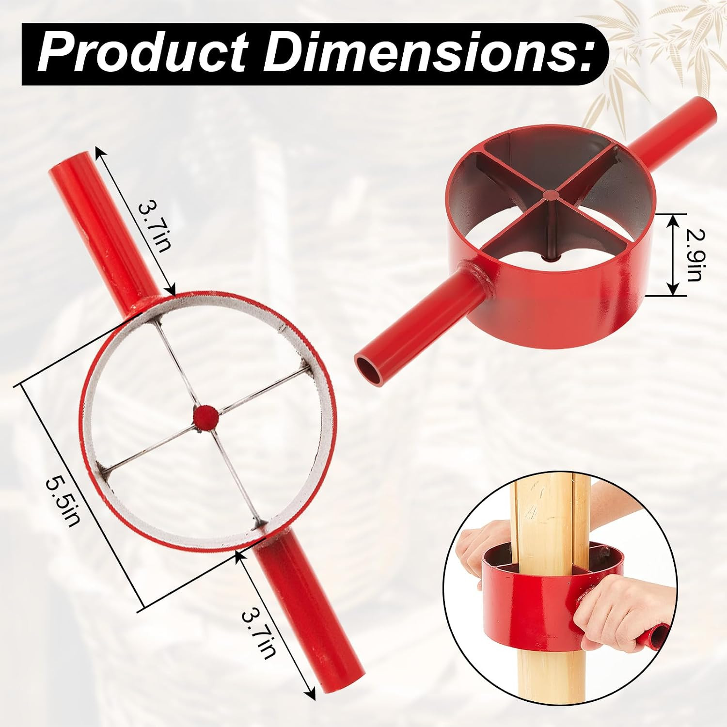 Bamboo Splitter 5.5 Inch Bamboo Split Steel Manual Dividing Splitting Tool with