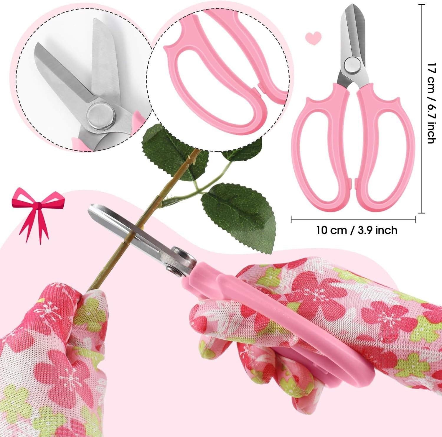14-Piece Pink Garden Floral Pruning and Thorns Removal Kit for Florists and G…