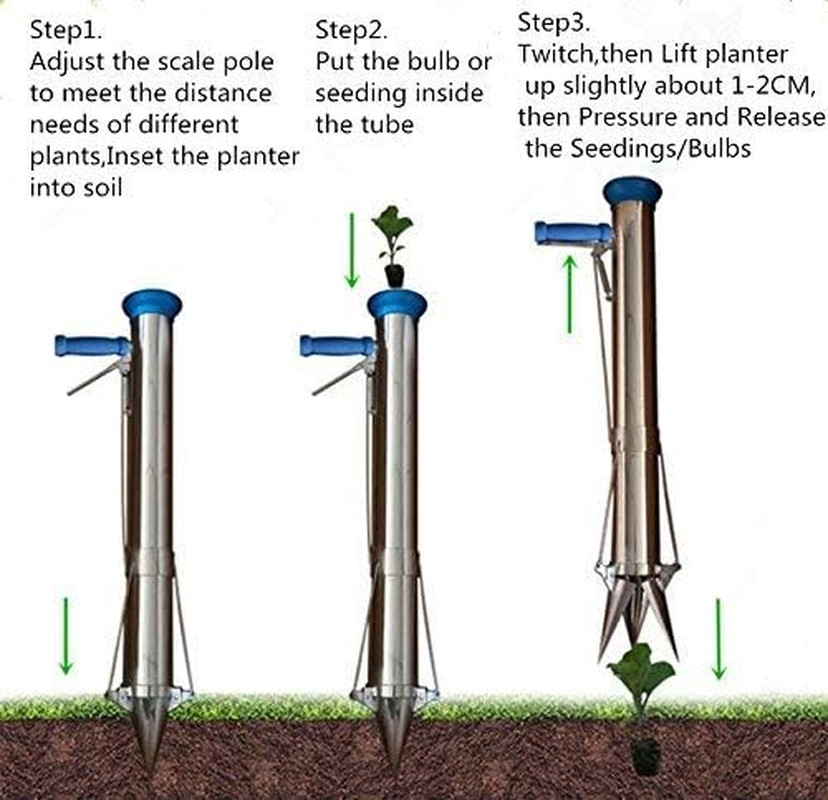 Long Handled Bulb Planter Tools and Vegetable Seedling Transplanter Manual