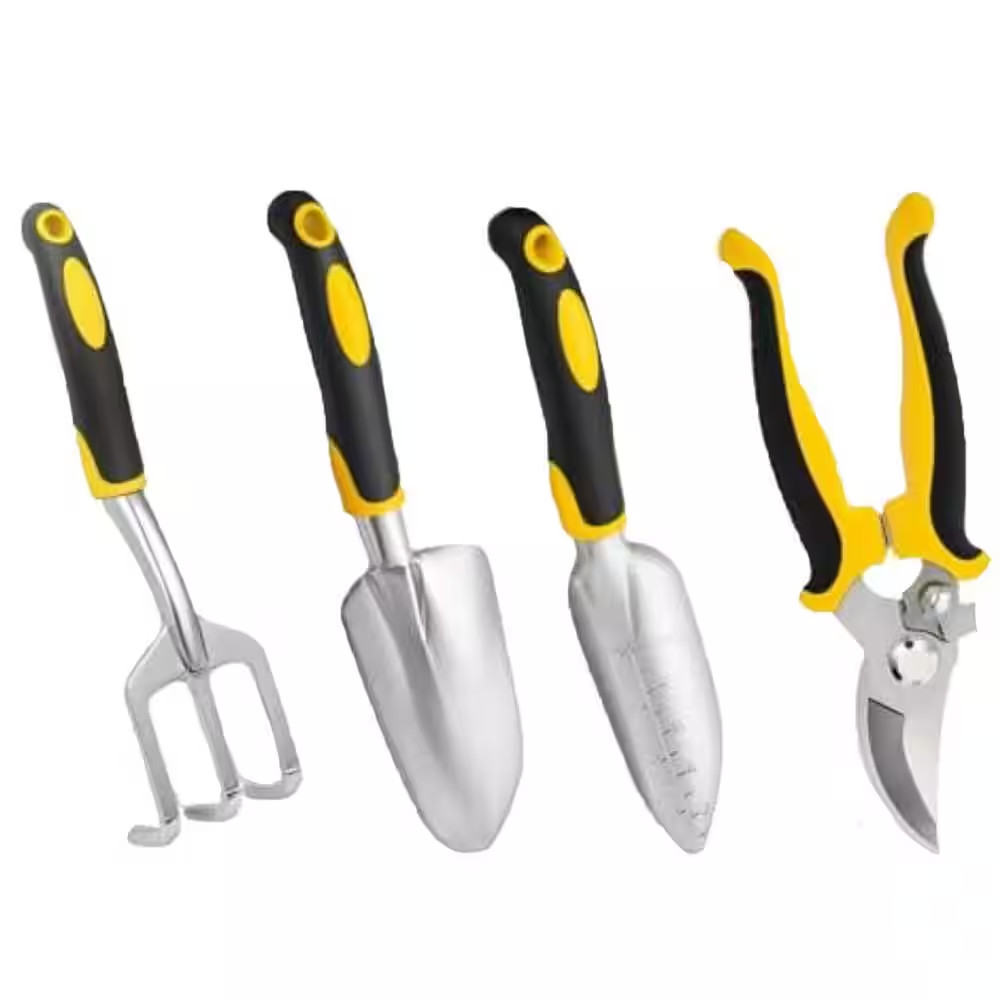 4-Piece Garden Tool Set Heavy Duty Aluminum Rust-Proof Ergonomic Non-Slip Handle