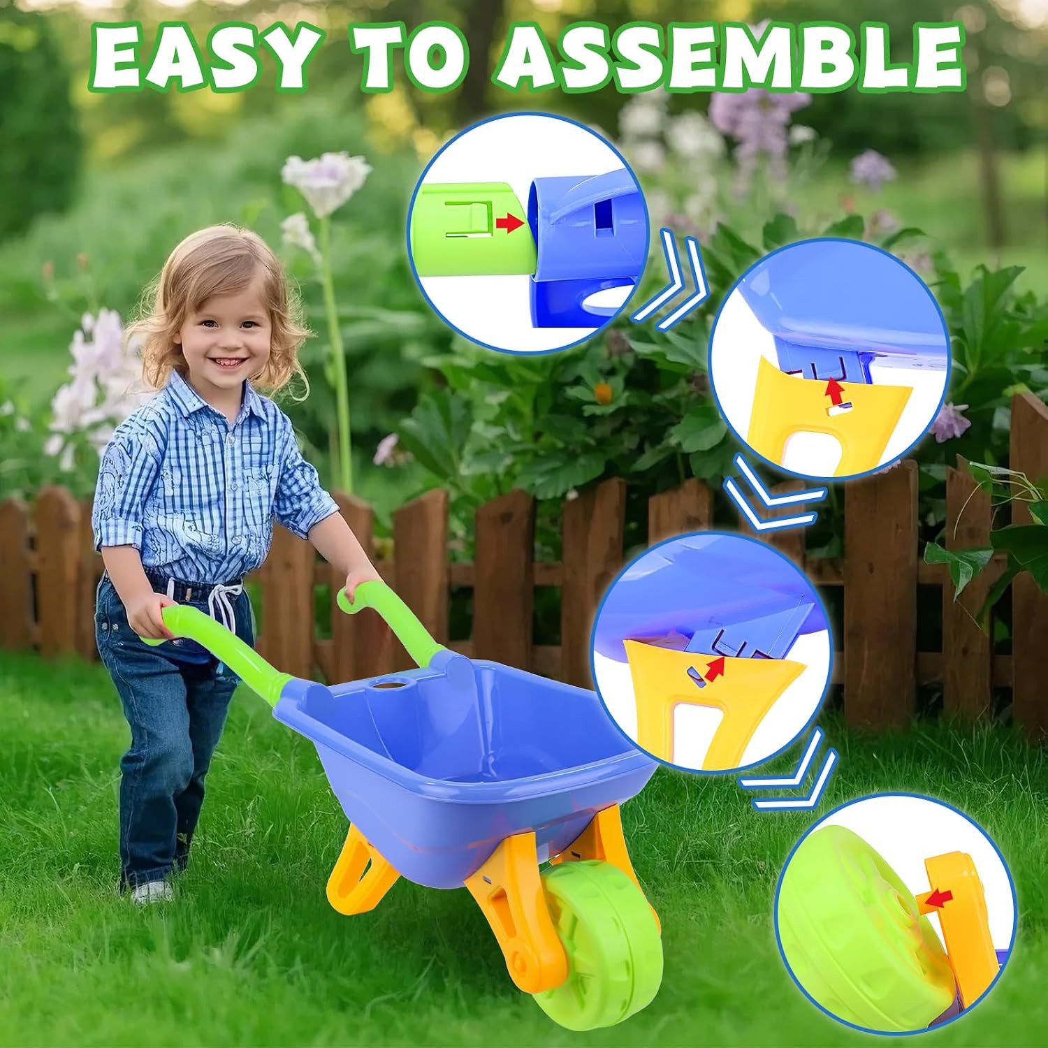 11-Piece Kids Gardening Set with Wheelbarrow, Shovel, Rake, Hoe, Gloves & Apron