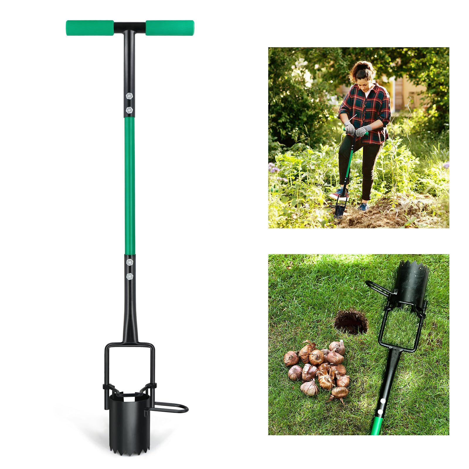 5-in-1 Garden Tool Long Handle Bulb Planter Weeder Soil Sampler Transplanter