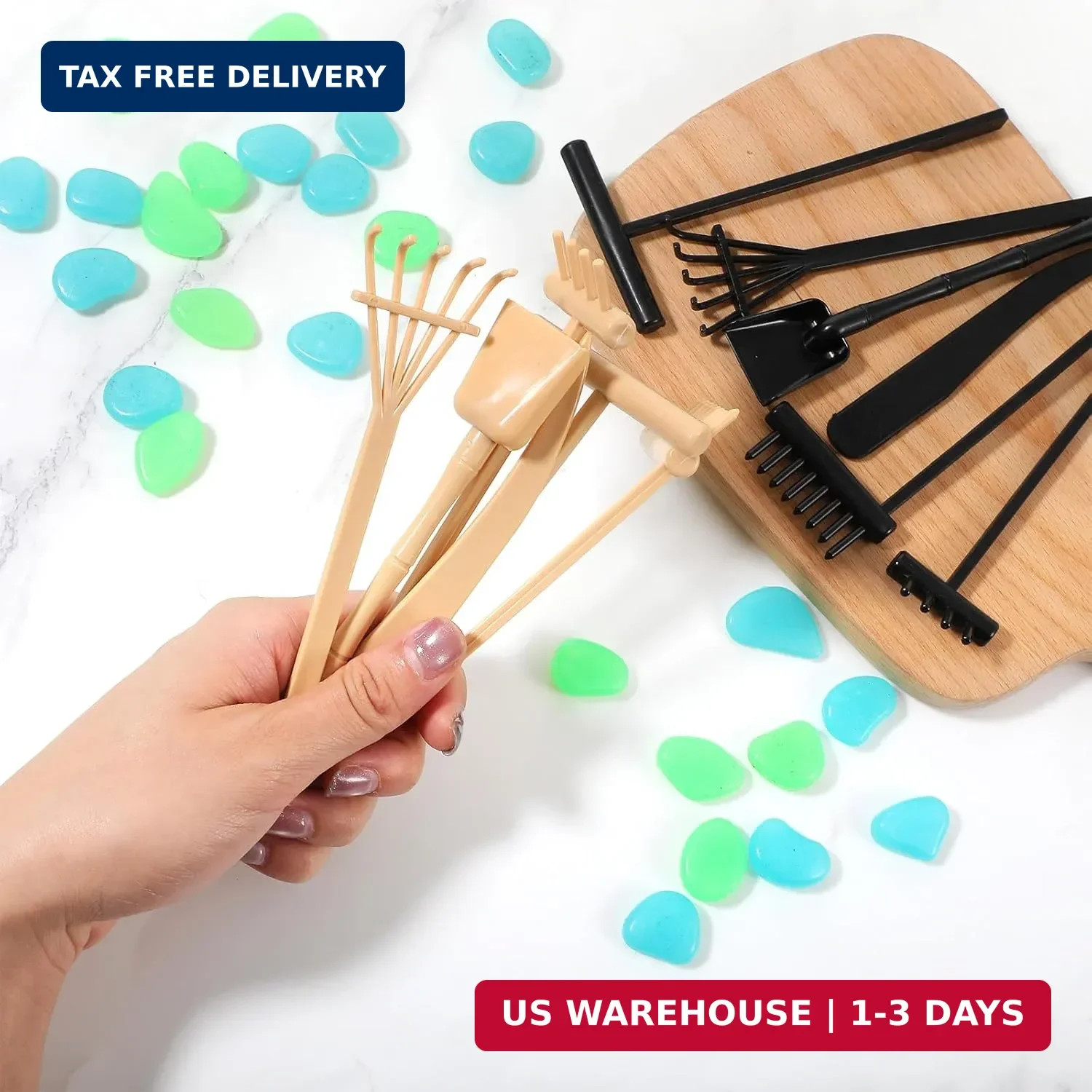 12PCS Mini Zen Garden Rake Tools, 2 Sets Zen Garden Accessories, Small Sand Zens