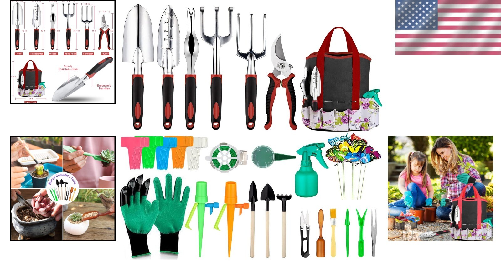 Multi-functional 83-Piece Garden Tool Set with Succulent Tools & Organizer