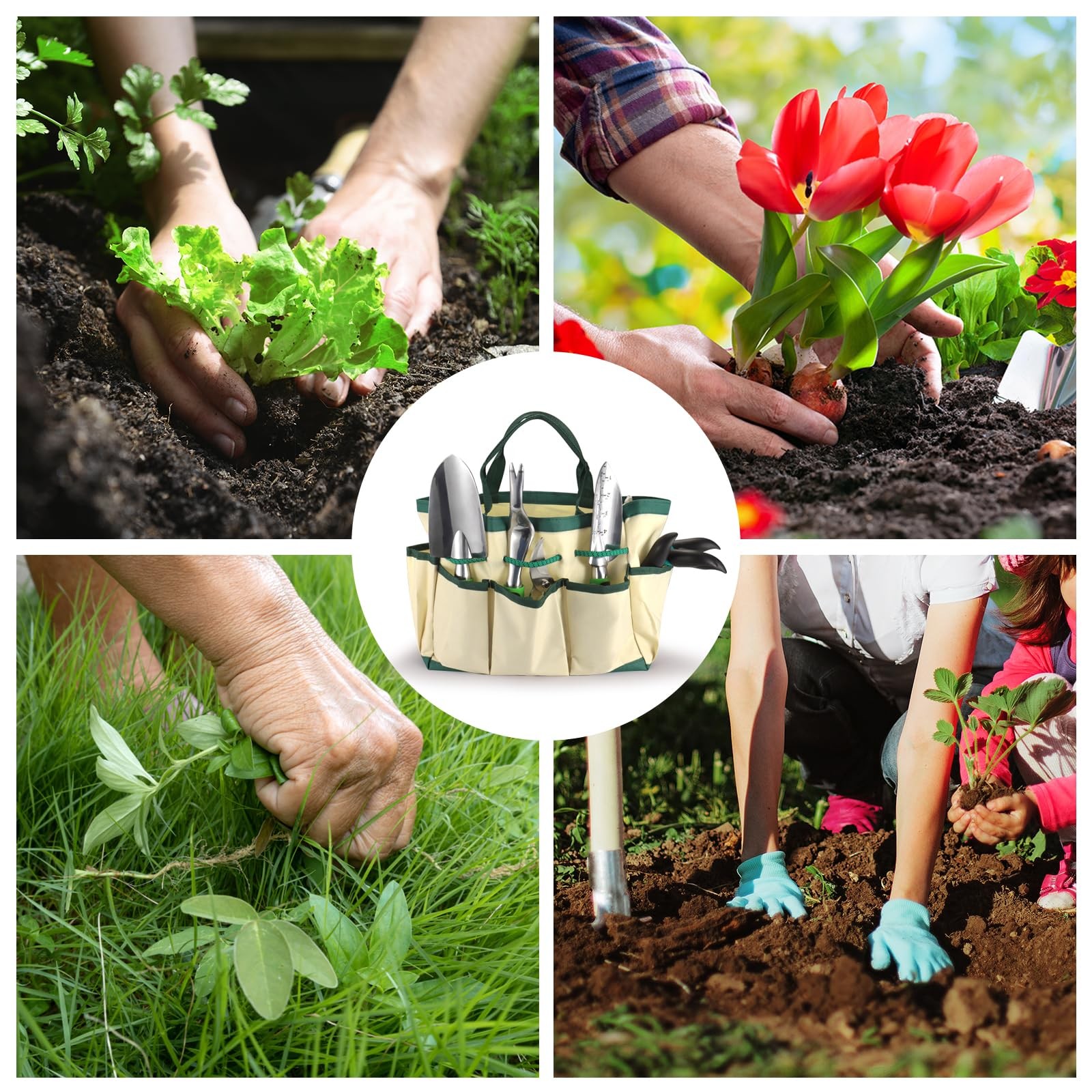 19 PCS Garden Tool Set Stainless Steel Kit Bag Ideal Gift Women Supplies