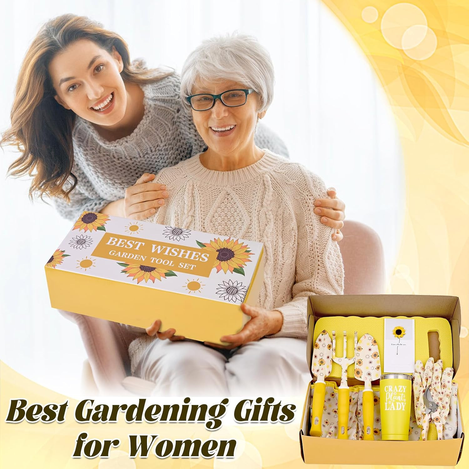 Gardening Gifts for Women, Gardening Tools for Women, 9 PCS Sunflower Garden Too