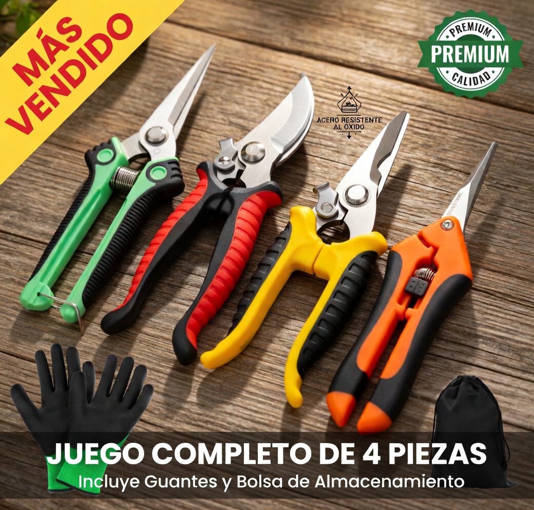 Tijeras de podar de jardín, paquete de 4, tijeras de poda, tijeras de poda