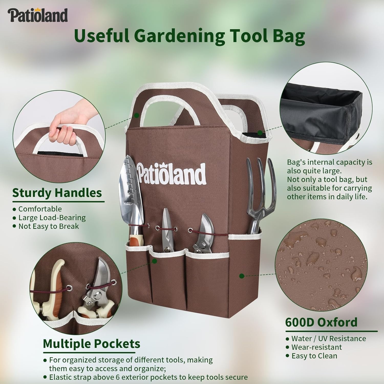 10-Piece Ergonomic Garden Tool Set – Rust Resistant & Lightweight with Tote Bag