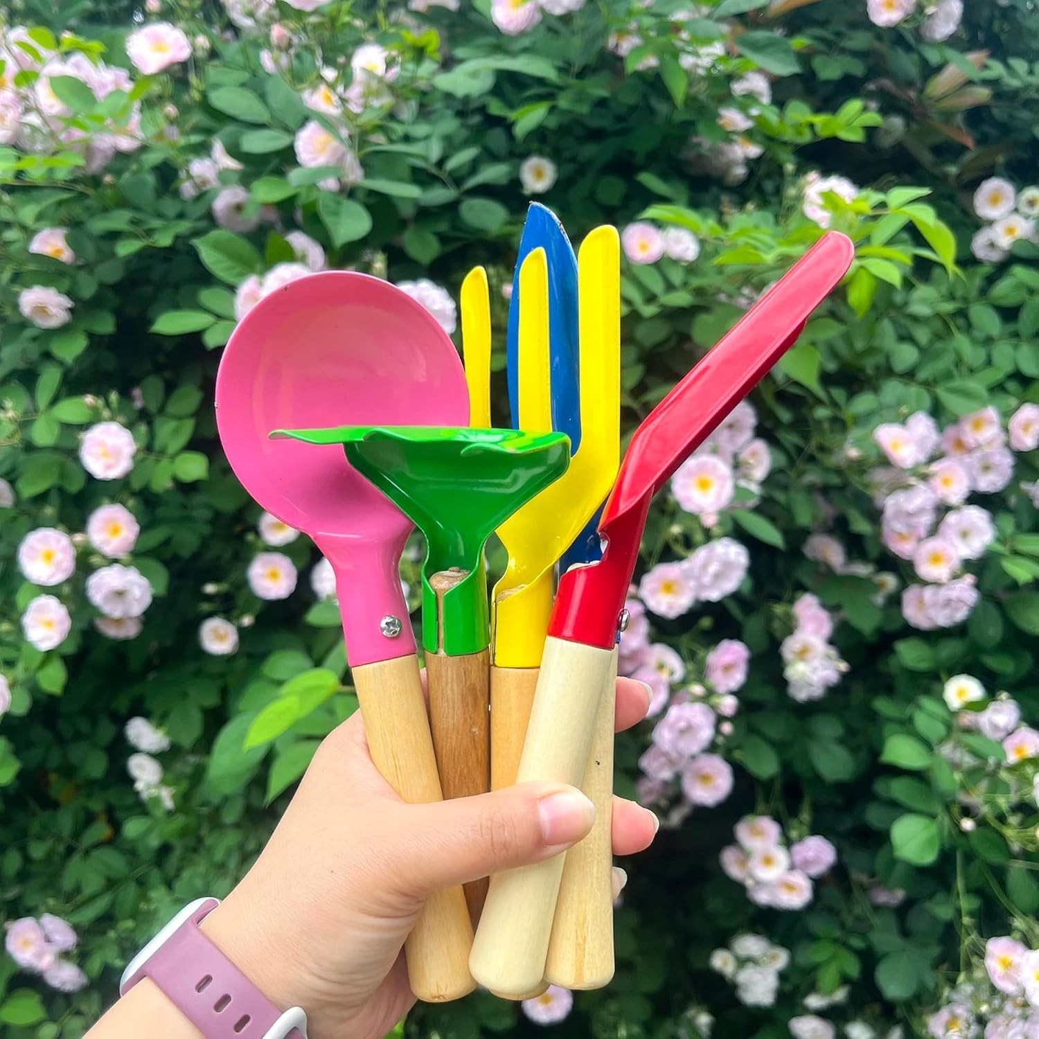 Gardening Tools Set, 5PCS Gardening Tools Metal with Sturdy Wooden Handle | M…