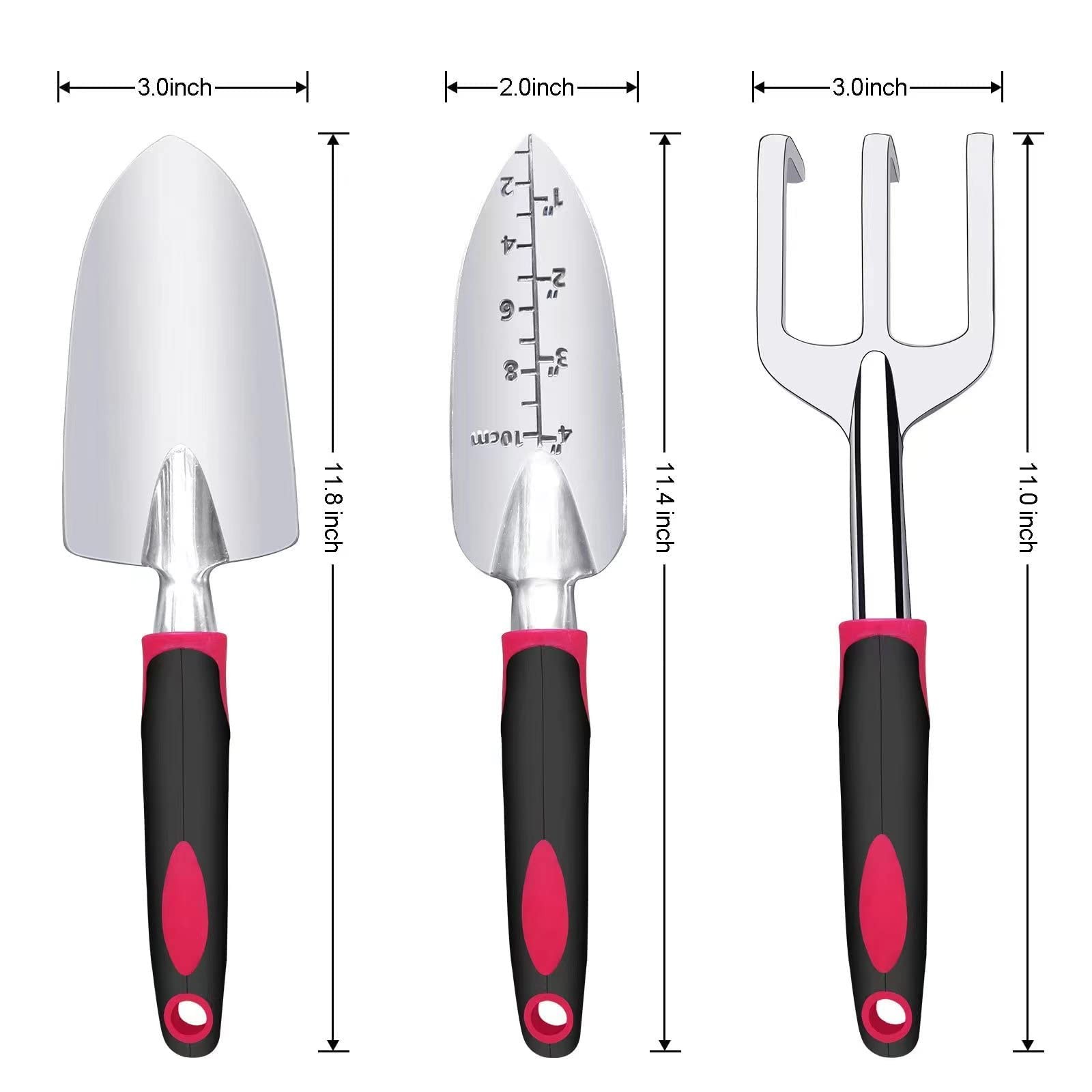 Garden Tool Set 3 PCS Aluminum Heavy Kit Hand Transplant Shovel Rake