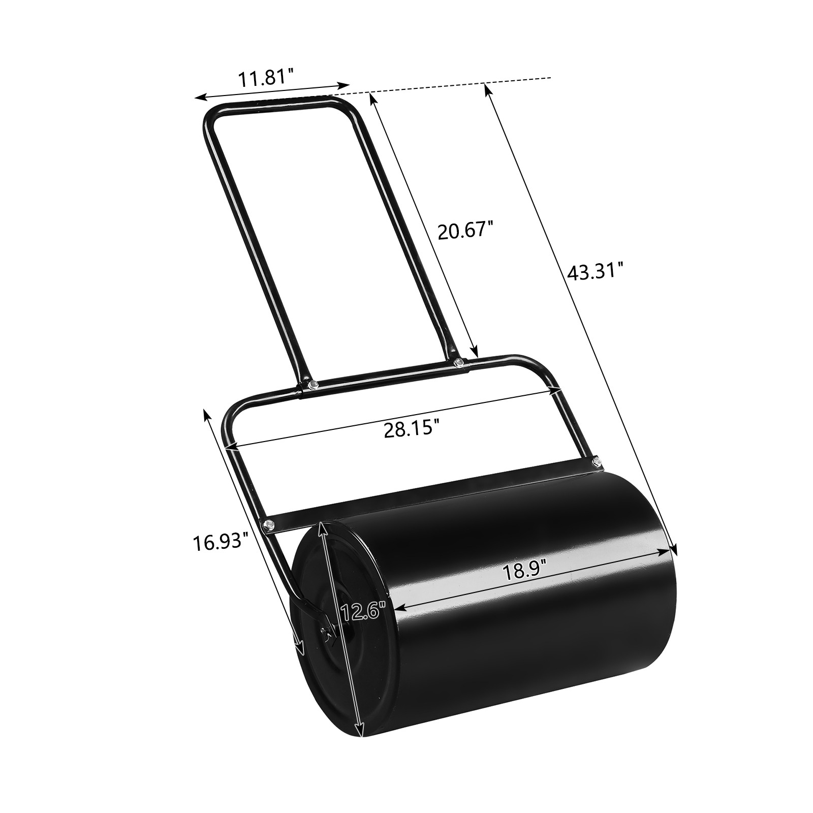 19.5in Lawn Roller Iron Cylindrical Black (same as 67823001)