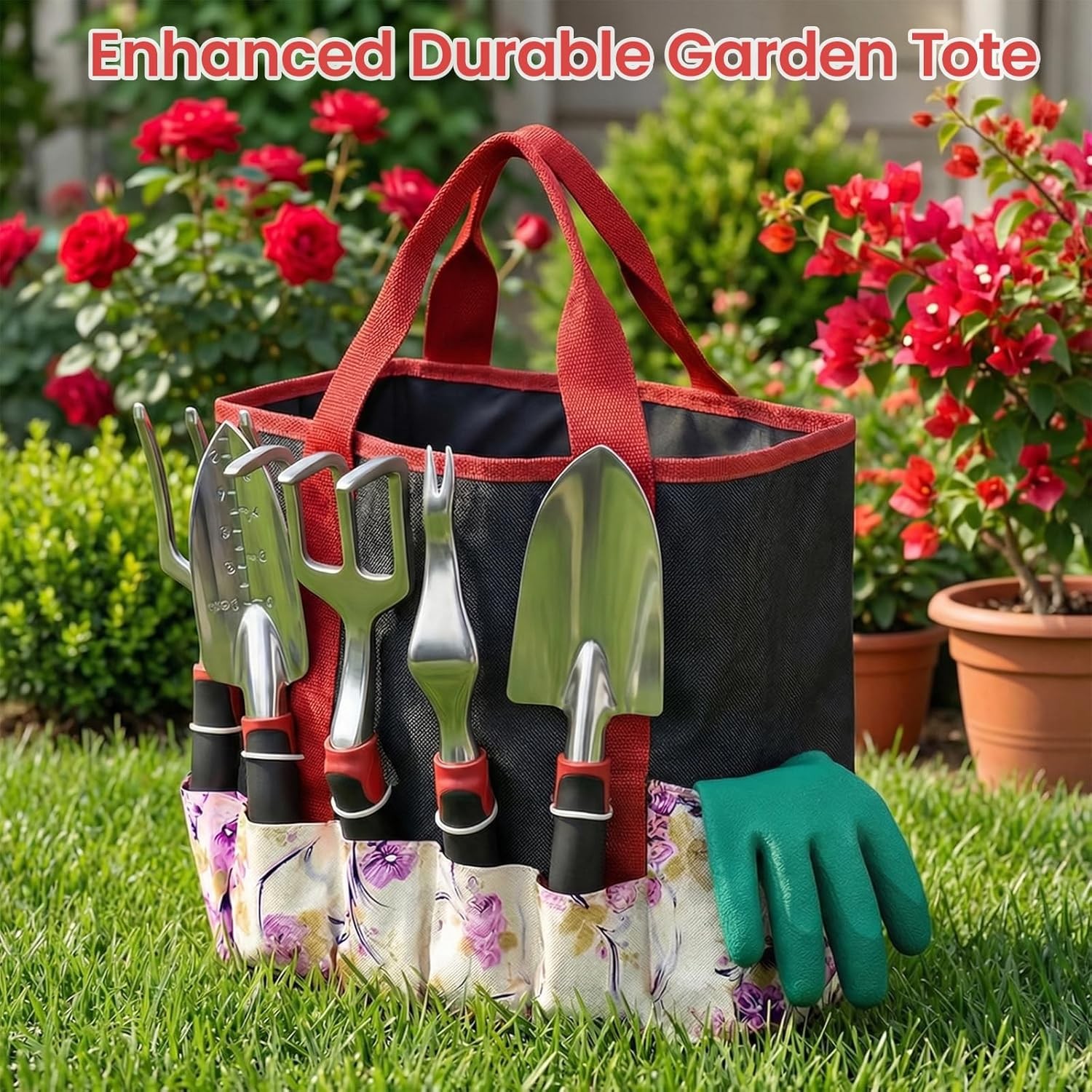 Home Garden Tools Set 30 Piece Stainless Steel Gardening Kit with Vintage Bag