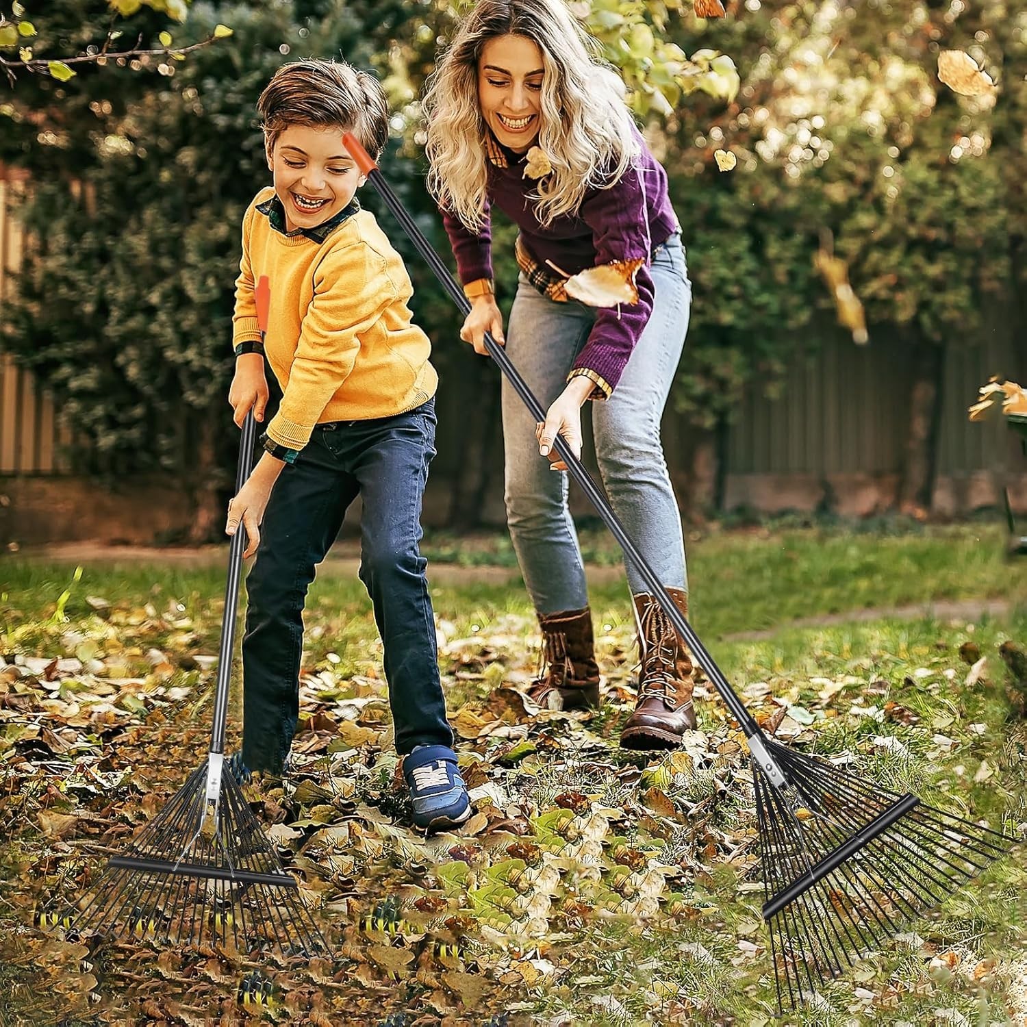 Lightweight 23.2″ Gardening Rake – Quick Assemble with Spiral Connection