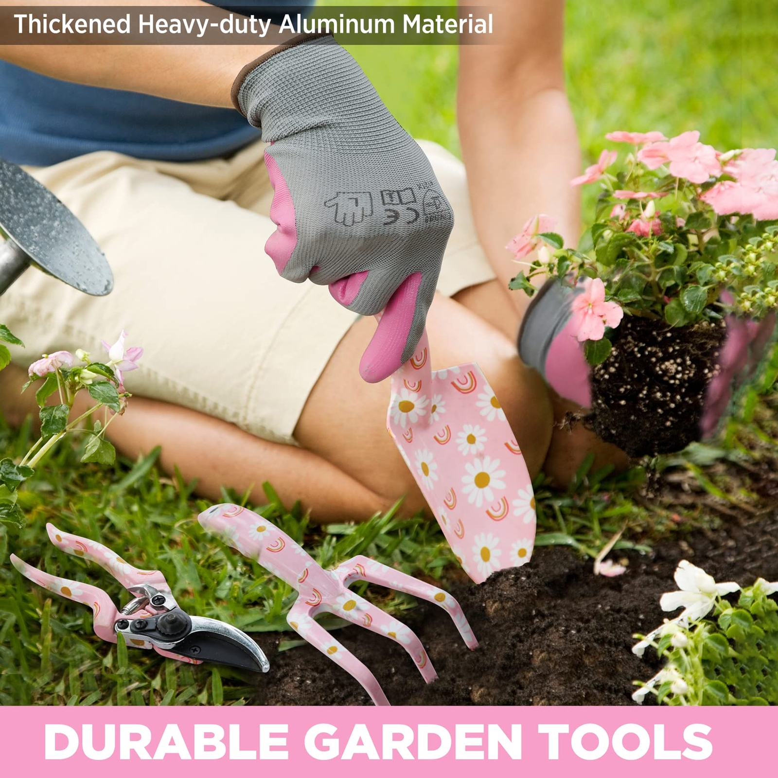 WORKPRO 5PIECE Garden Tool Set Aluminum Heavy Duty Gardening Tool Set w/Tool Bag