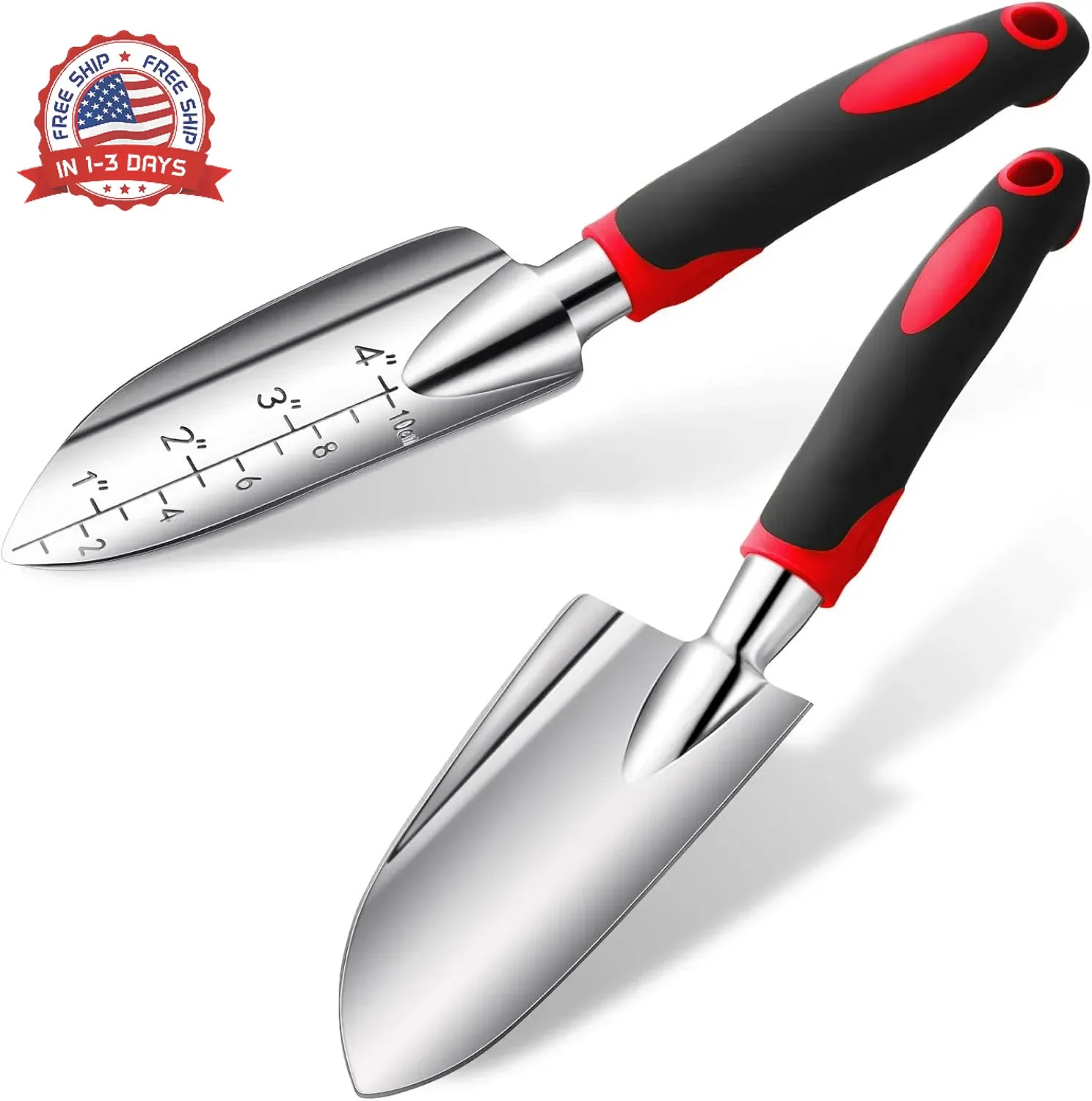 Honoson Garden Hand Trowel Transplant Trowel with Measurements Aluminum Alloy Pl