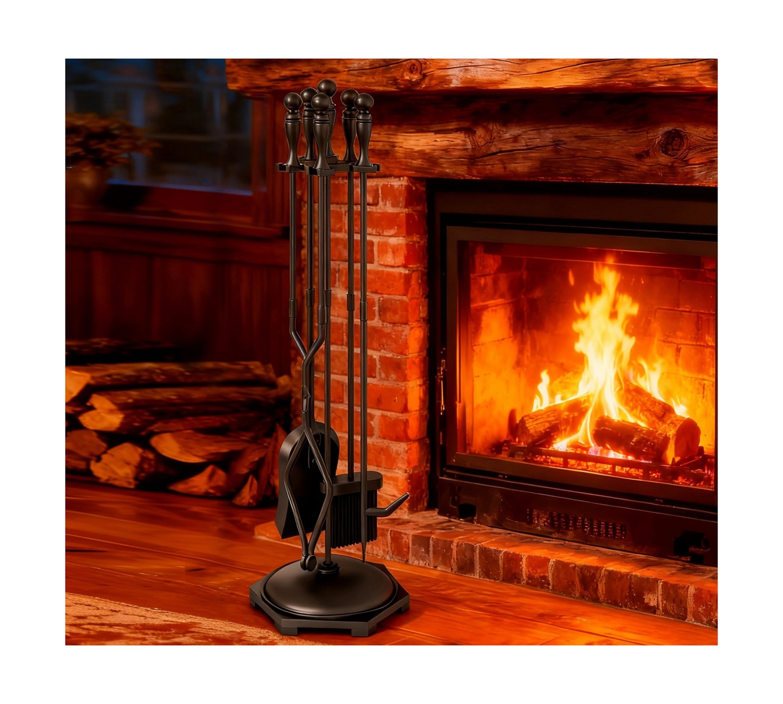 Fire Beauty Fireplace Tools Set 5 Pieces Wrought Iron Fire Tool… FAST USA SHIP
