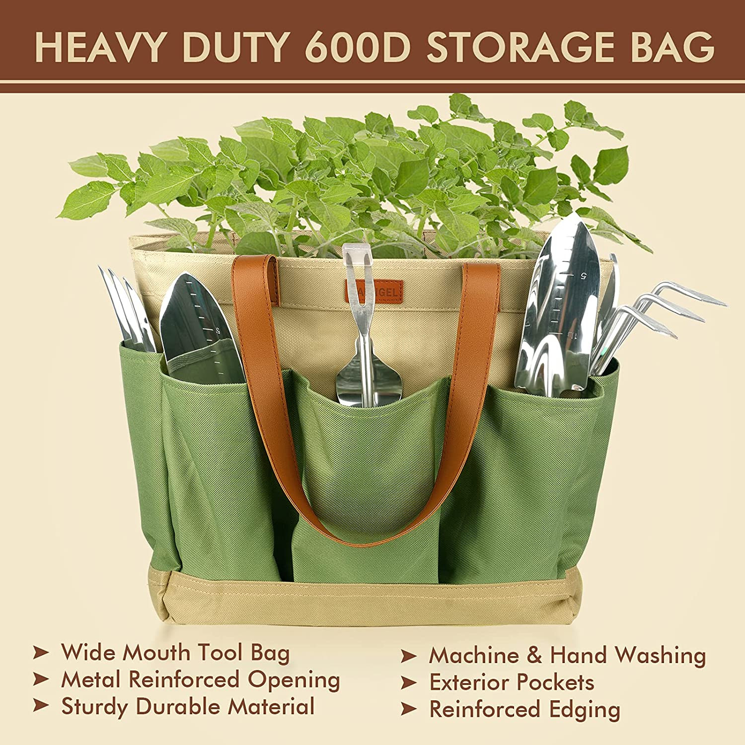 10pcs stainless steel garden tool set with tote bag gloves heavy duty wooden han