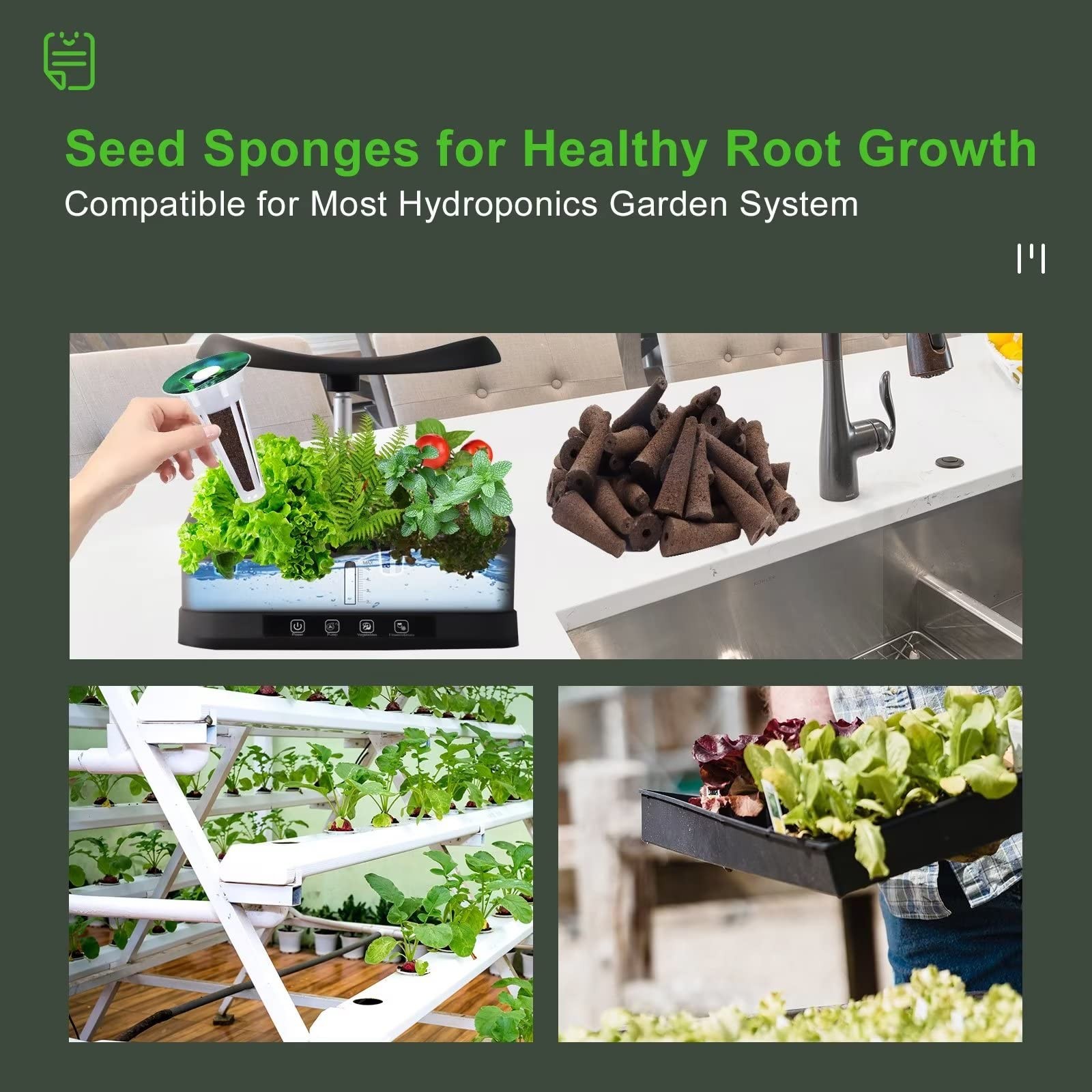 Ybb 100Pcs Grow Sponges Hydroponic Seed Starter Pods Sponges Compatible