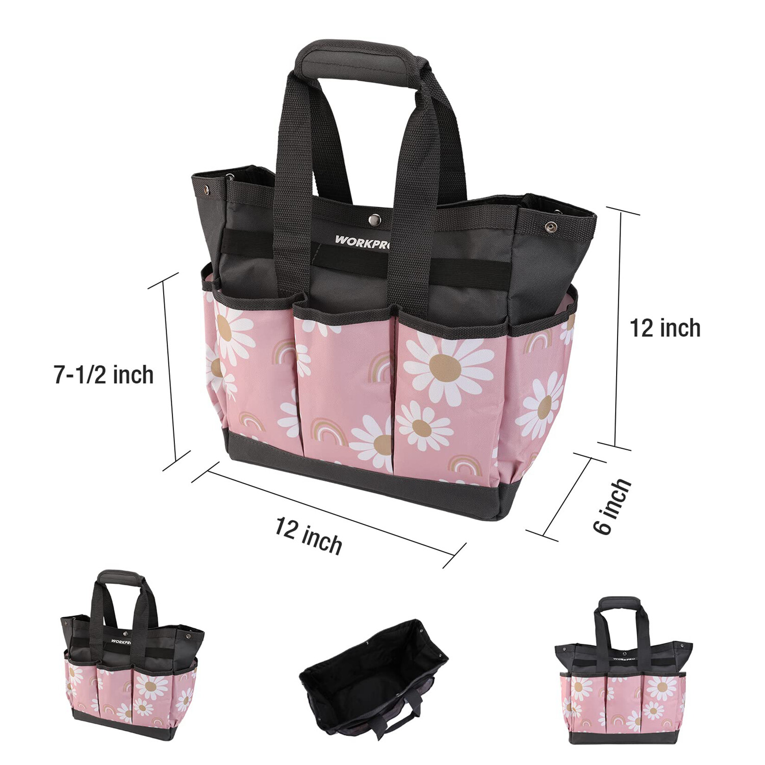 WORKPRO Garden Tool Bag Holder 9Pocket Heavy Duty Oxford Garden Tool Storage Bag