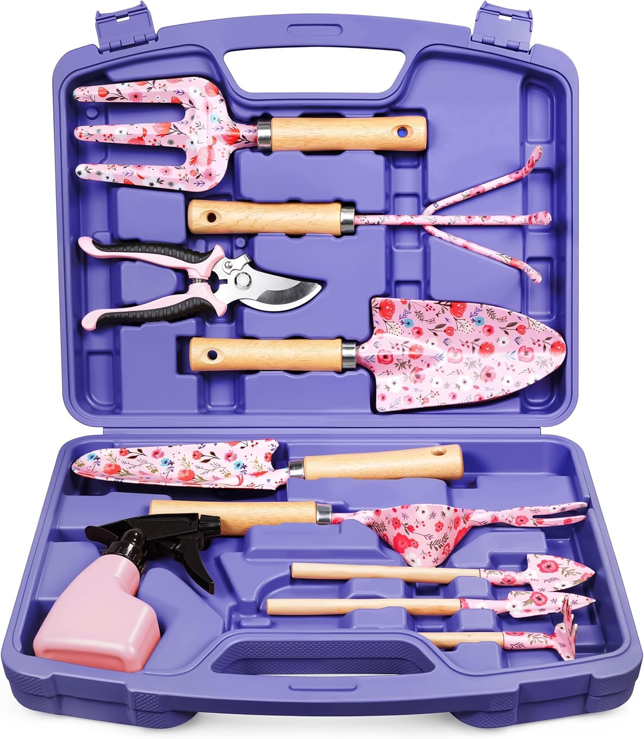 12Pcs Pink Garden Tool Set Heavy Duty Gardening Gifts for Women with Case Bag