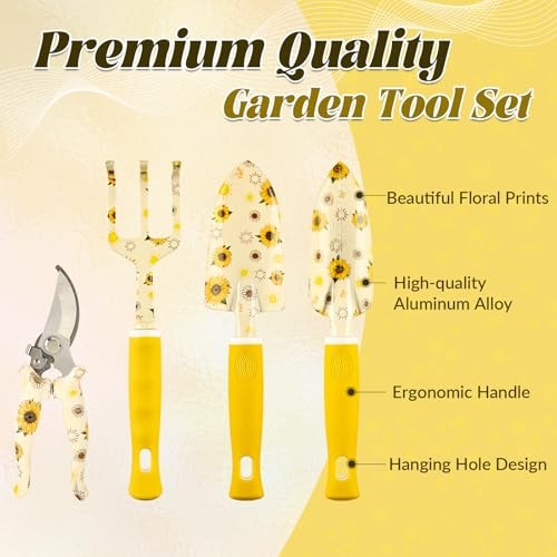 Gardening Gifts for Women, Gardening Hand Tools, 9 PCS Sunflower Garden Yellow