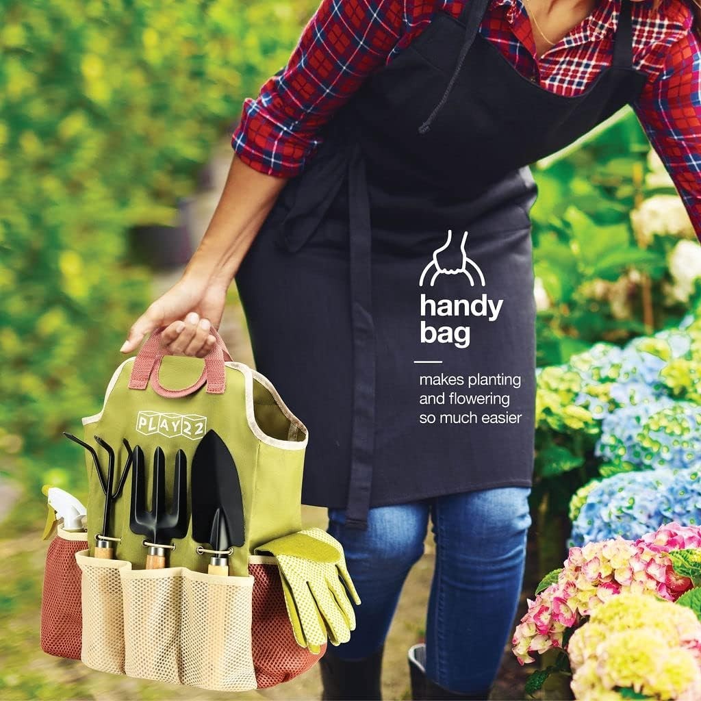 Gardening Tools Set of 10 Heavy Duty Garden Hand Tool Kit with Bag, Rust Proof