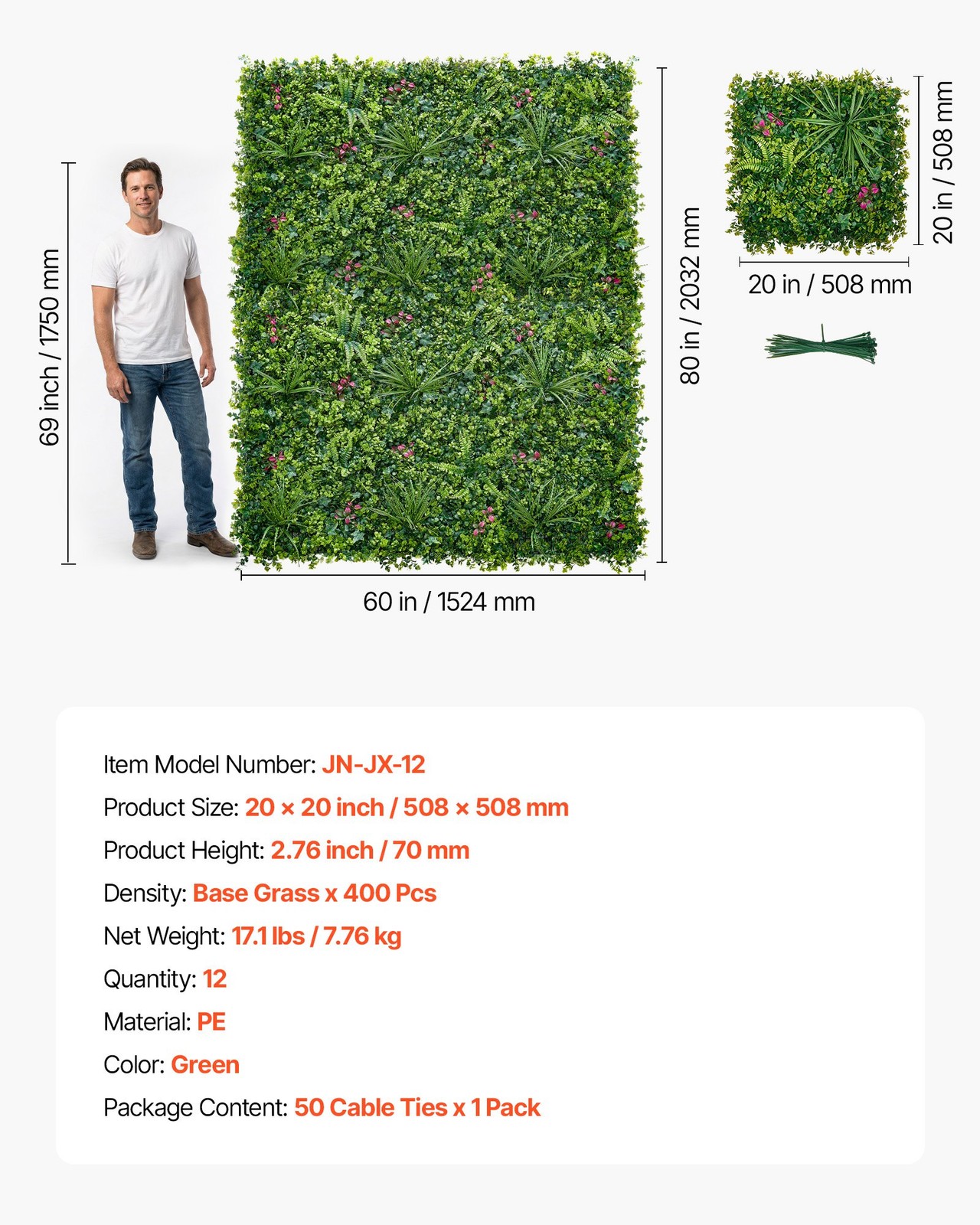 Artificial Plant Wall, 12PCS 20 x 20 in Artificial Boxwood Panels, Greenery Back