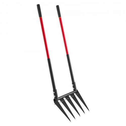 Broad Fork, 5-Tine Pitchfork with Dual Fiberglass Handles, Heavy Duty Garden For