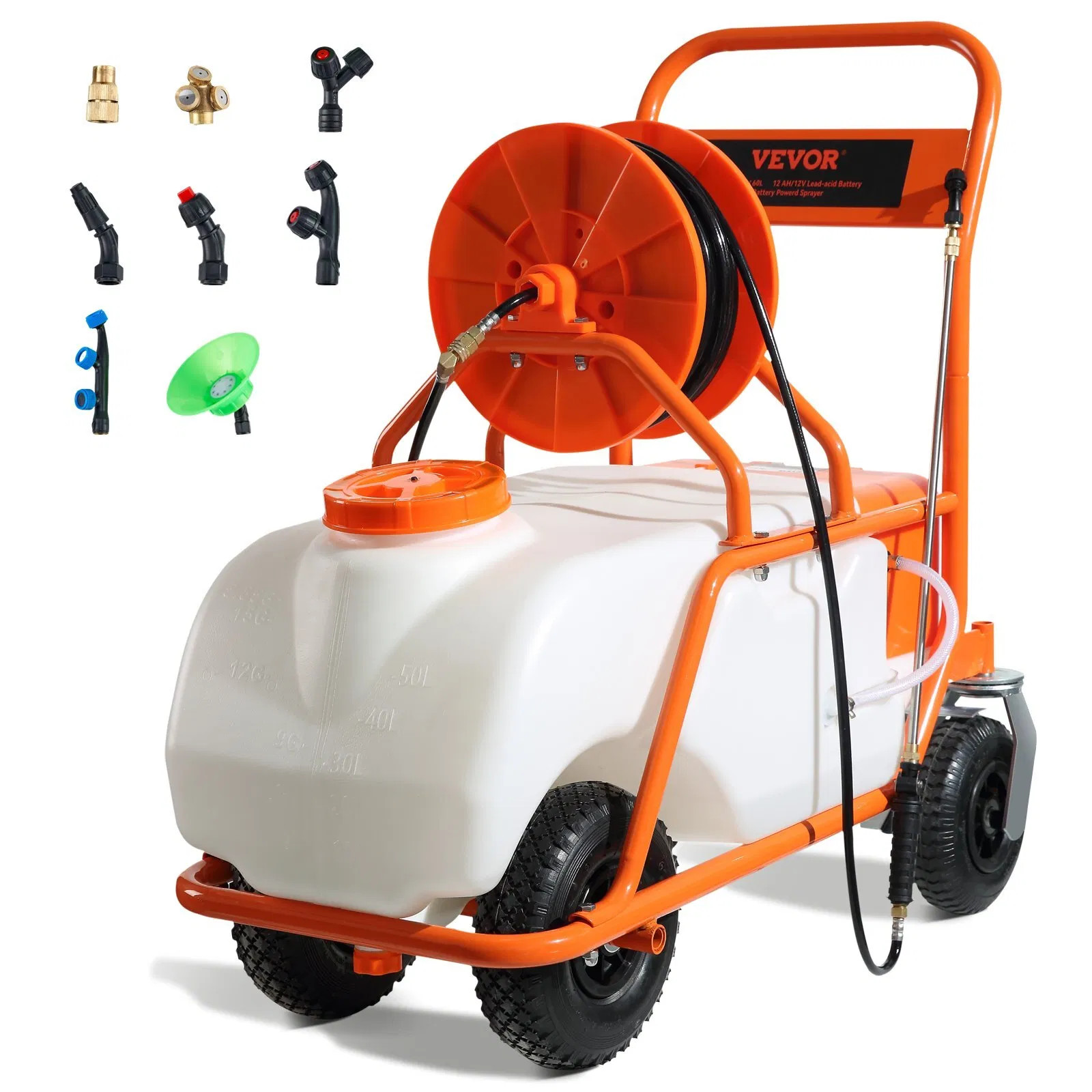 Battery Powered Lawn Sprayer on Wheel, 0-90 PSI Adjustable Pressure, 15 Gallon T