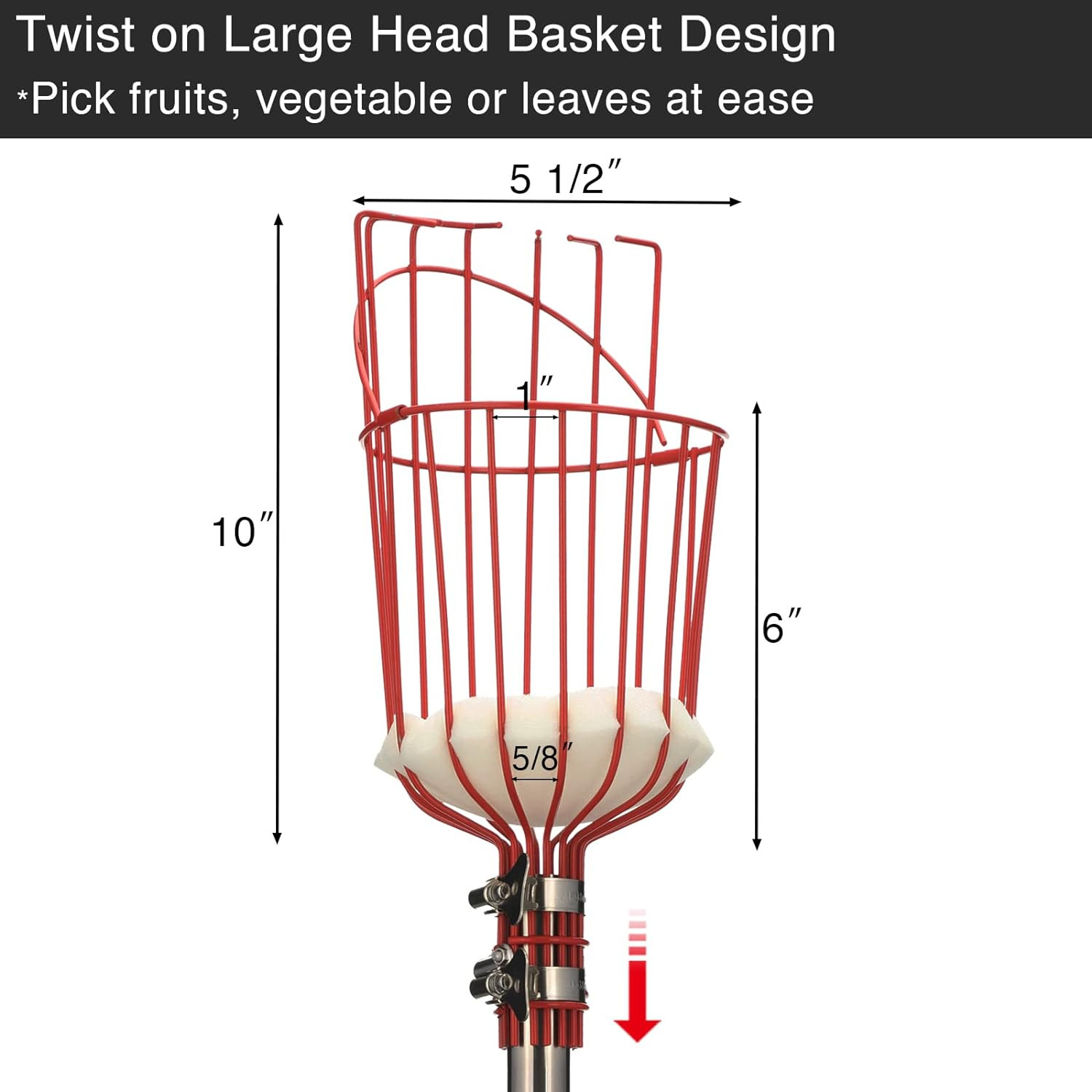 66″ L handle Fruit orange apple mango picker grabber Catcher tool w/ Big Basket