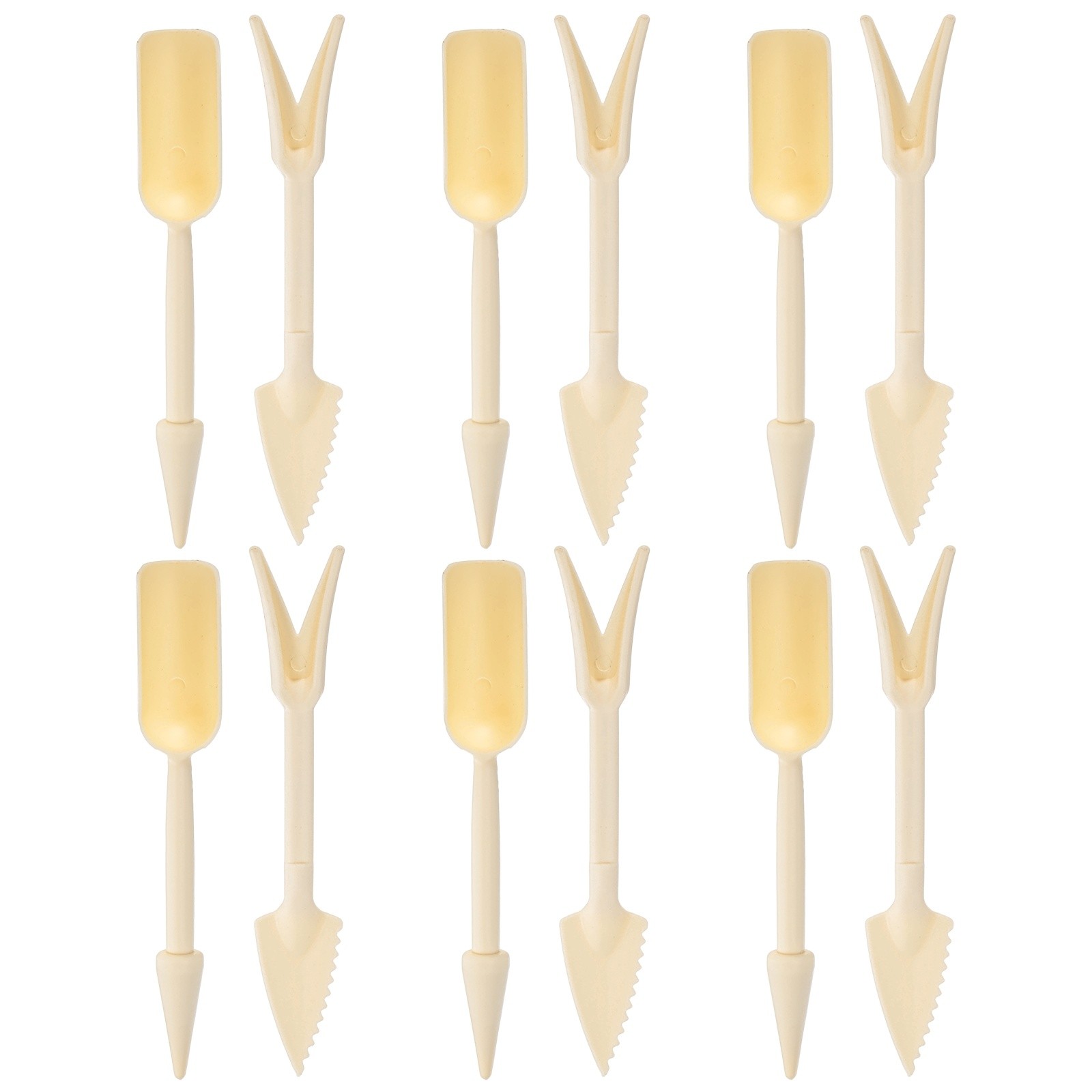 6-Set Mini Gardening Tools, Plastic 2-in-1 Garden Hand Tools Set [Beige]