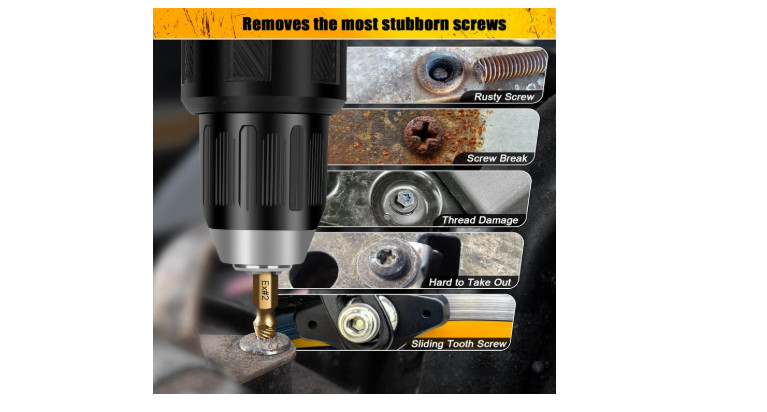 8PCS Damaged Screw Extractor Set Stripped Bolt Remover Drill Bit Kit