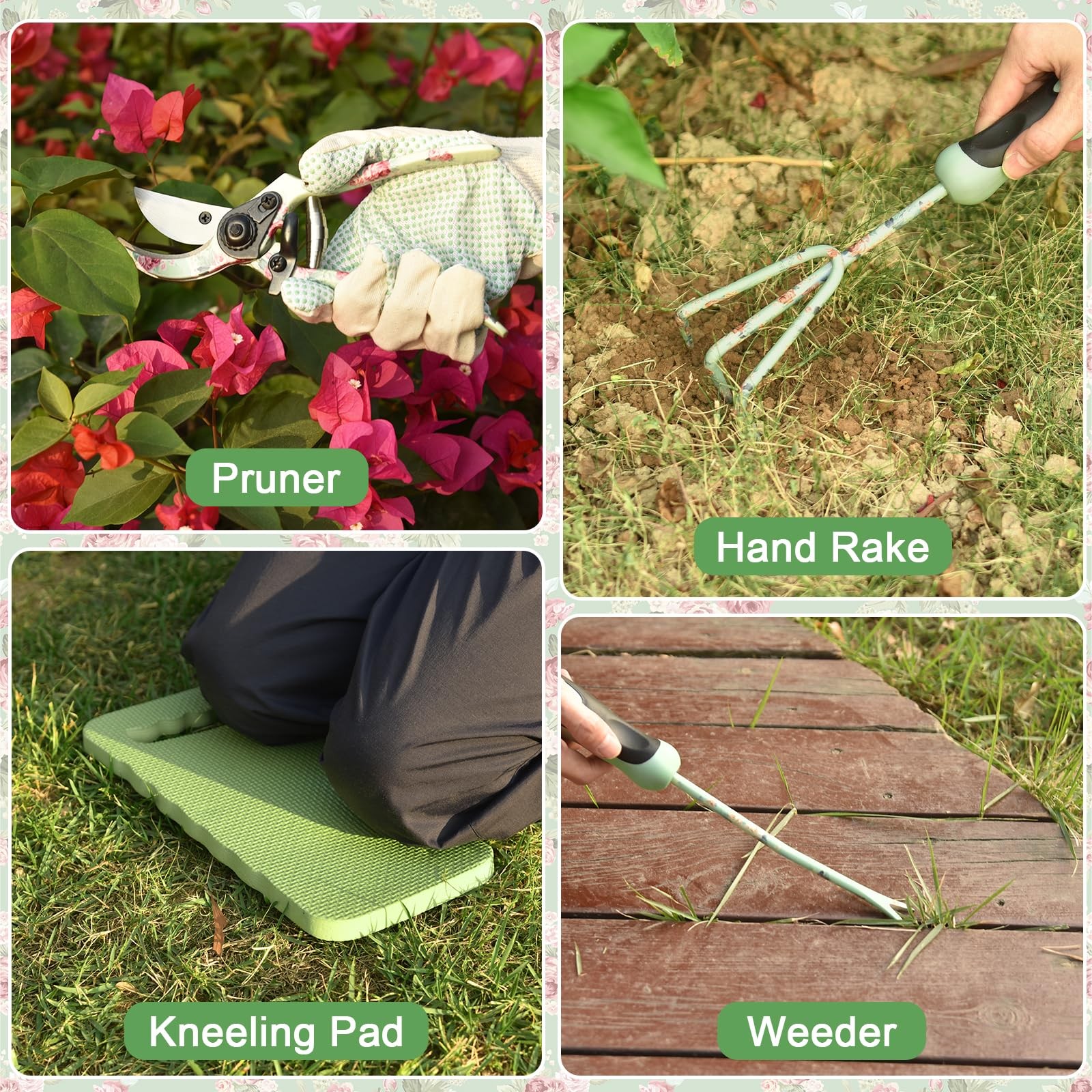 Gardening Tools, WisaKey 10 Piece Heavy Duty Garden Tools Set with Handle, Du…