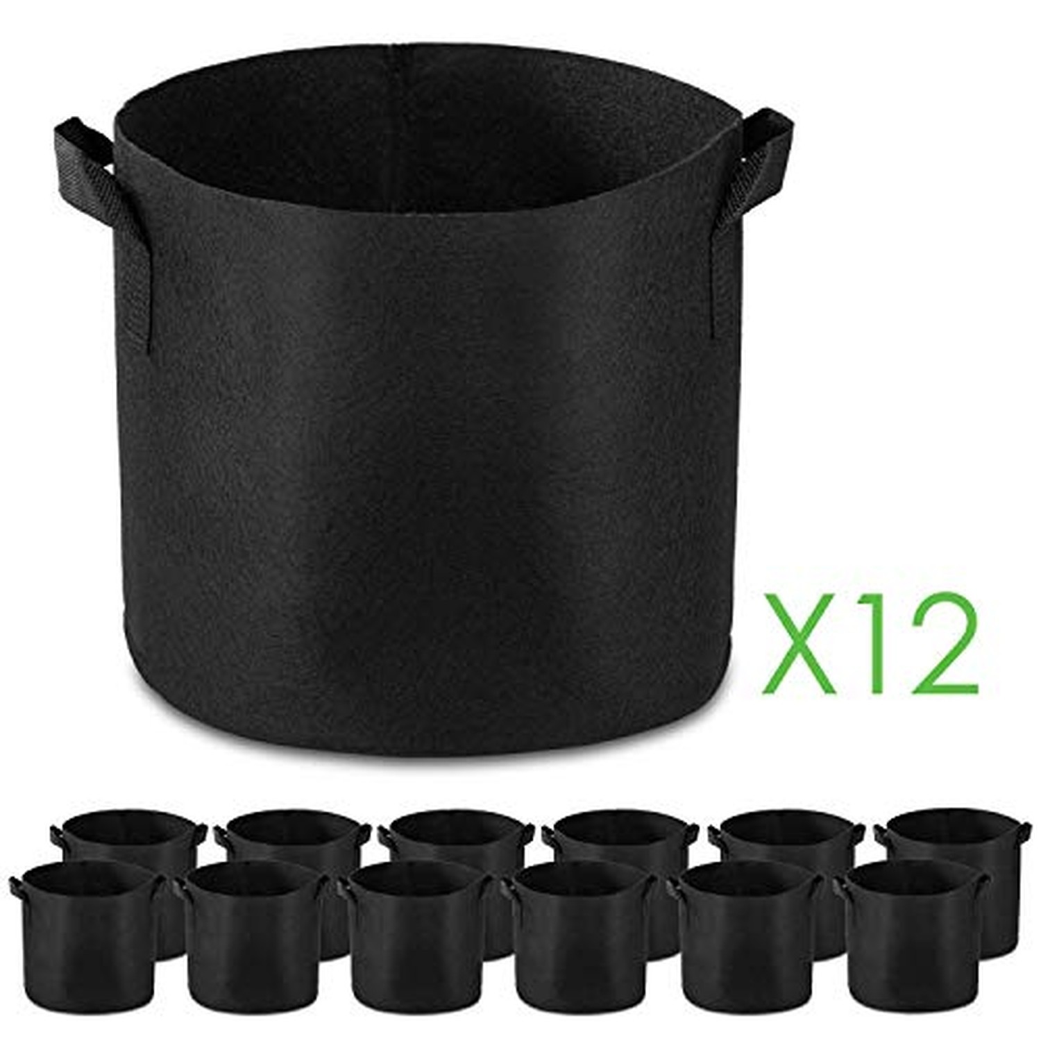 12-Pack 25 Gallon Grow Bags Heavy Duty Container Thickened Nonwoven Fabric Pl…