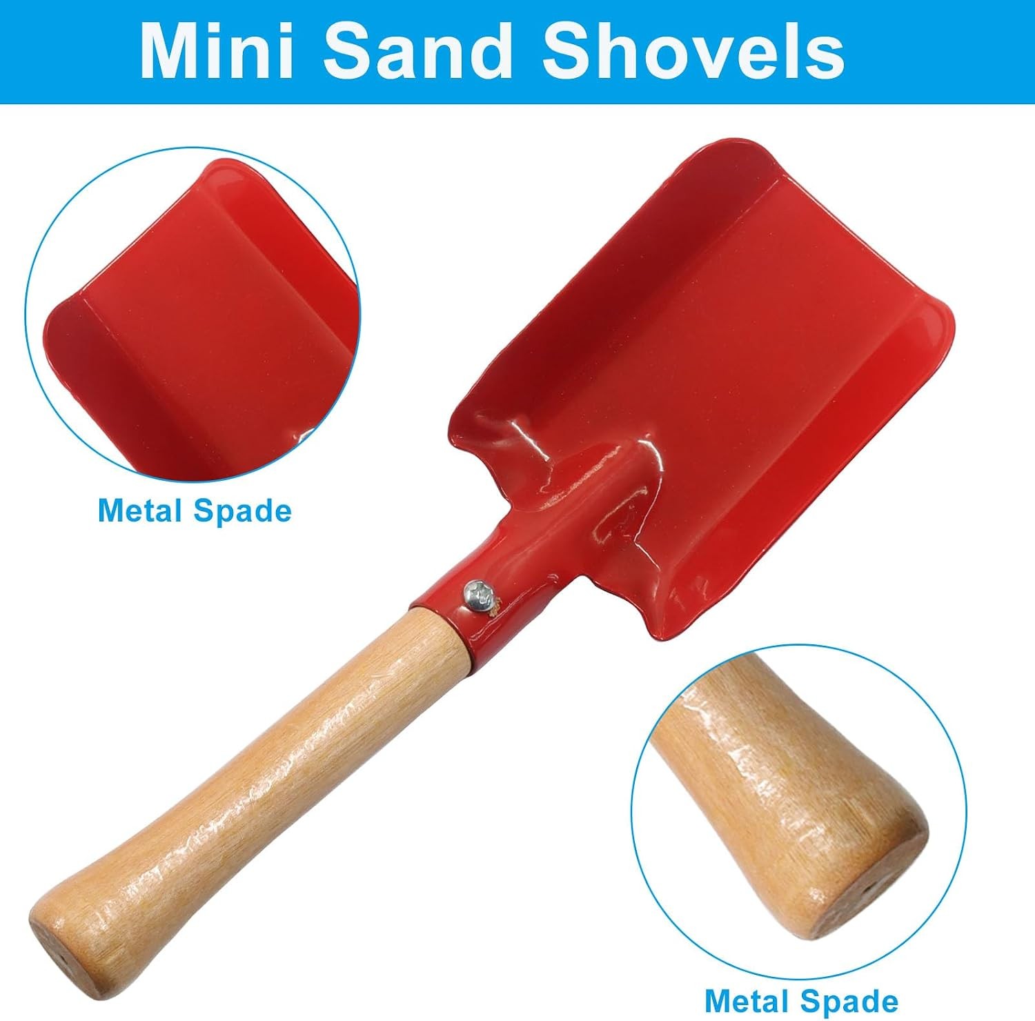 4 Pack Mini Colorful Trowel Set, Metal Spade with Wooden Handle, Small Hand