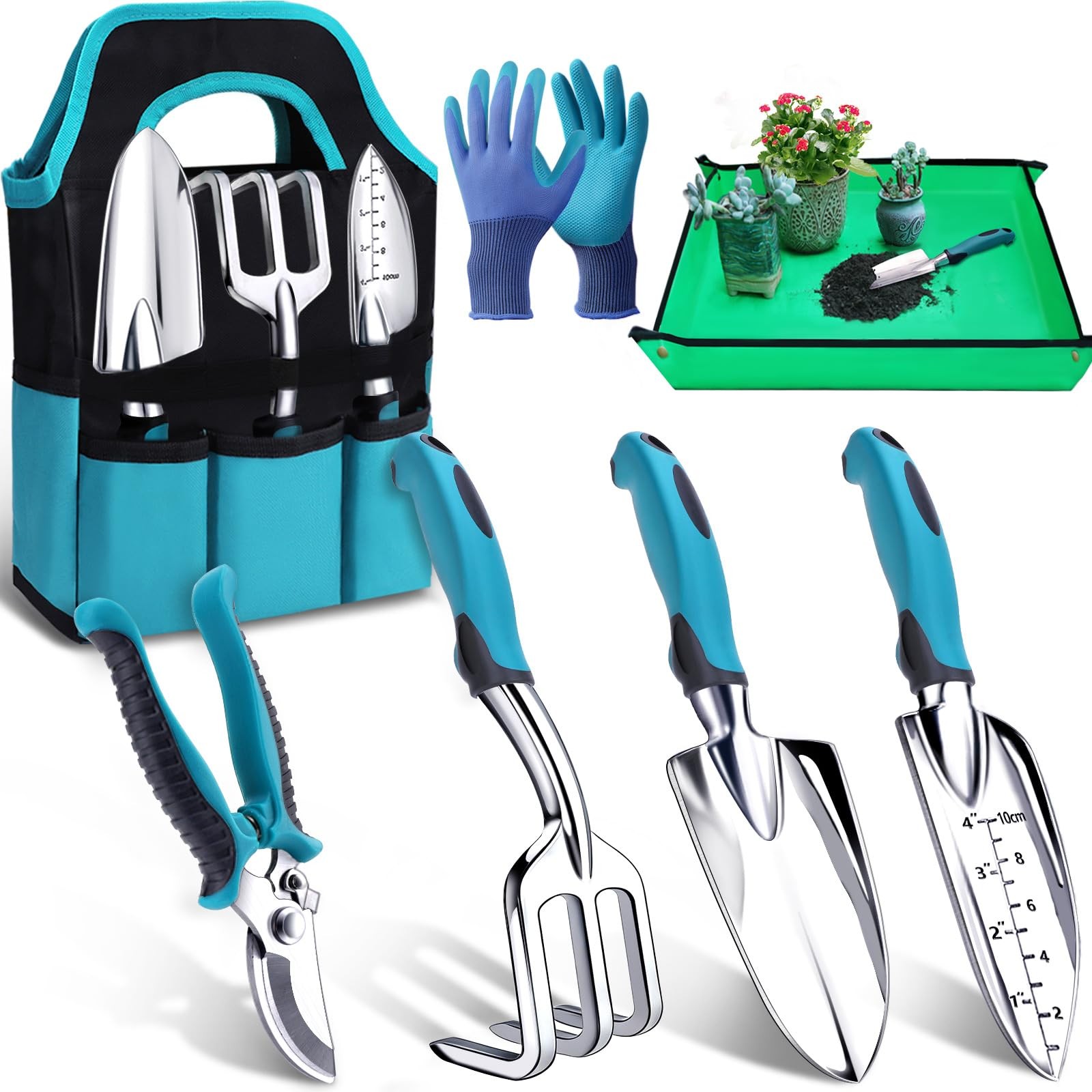 Garden Tools, Gardening Tools Set with Garden Hand Shovel, Garden Trowel, Rus…