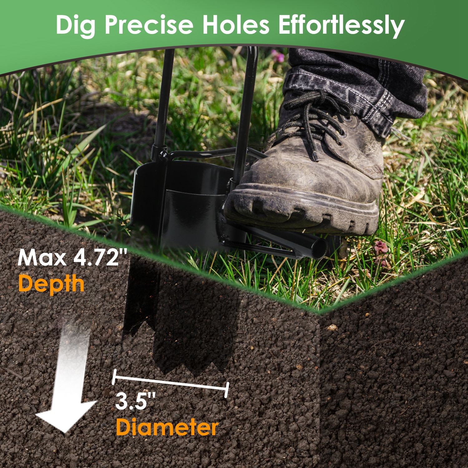 Bulb Planter Long Handle Gardening Bulb Planter Dual Pedal Digging Tool Portable