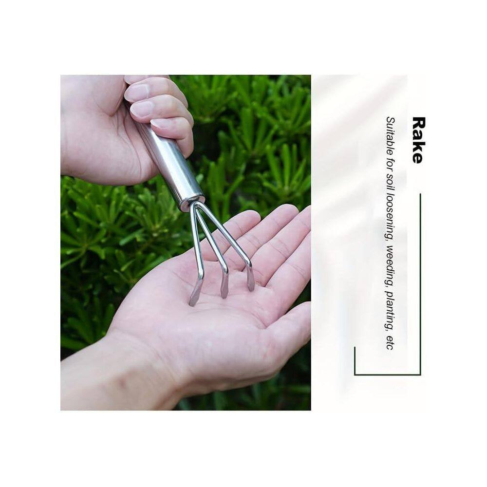 3-In-1 Aluminum Alloy Garden Tool Set Silver Lightweight Sturdy Ergonomic Handle