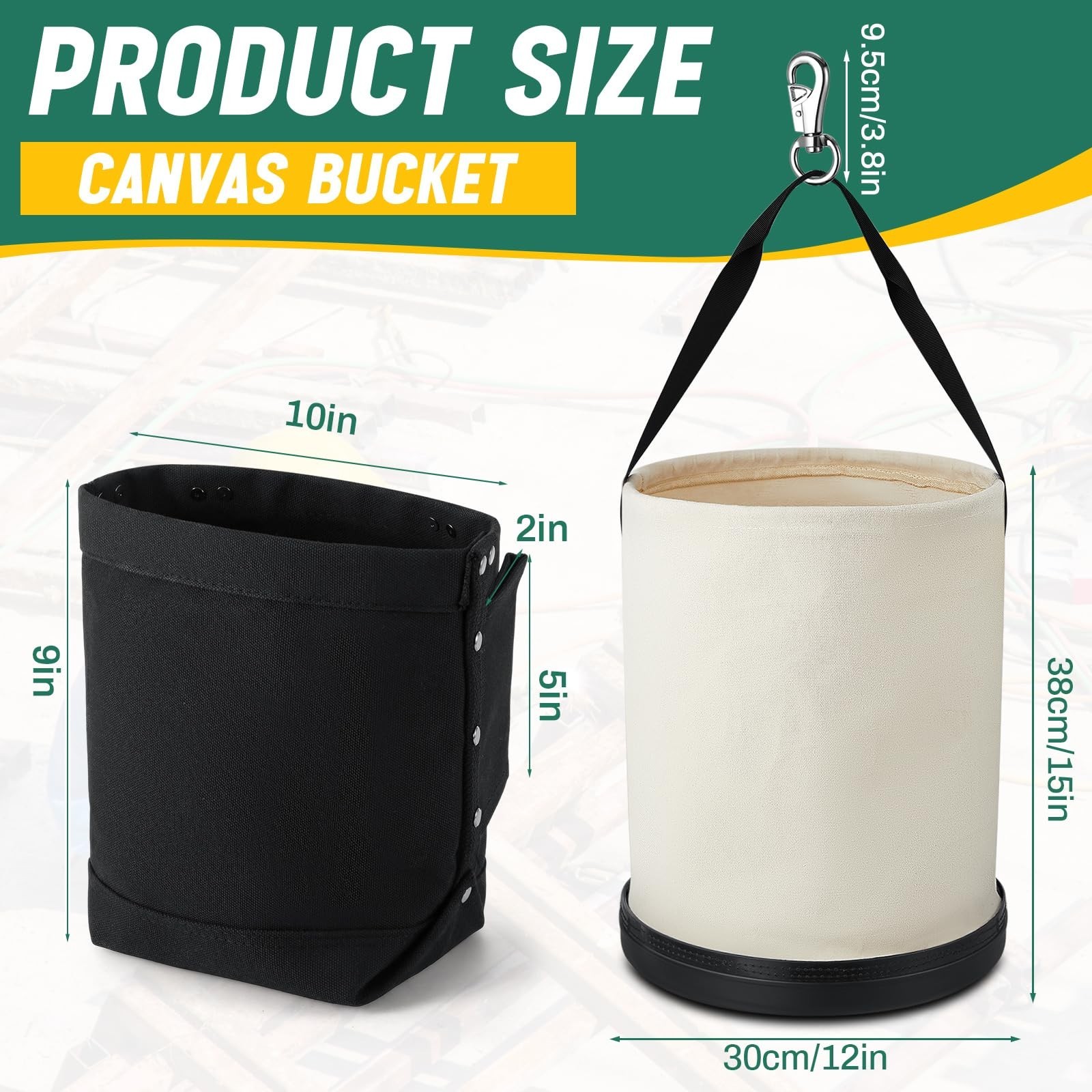 2 Pcs Lineman Canvas Tool Bucket Set Heavy Duty Canvas Bucket and Black Nut B…
