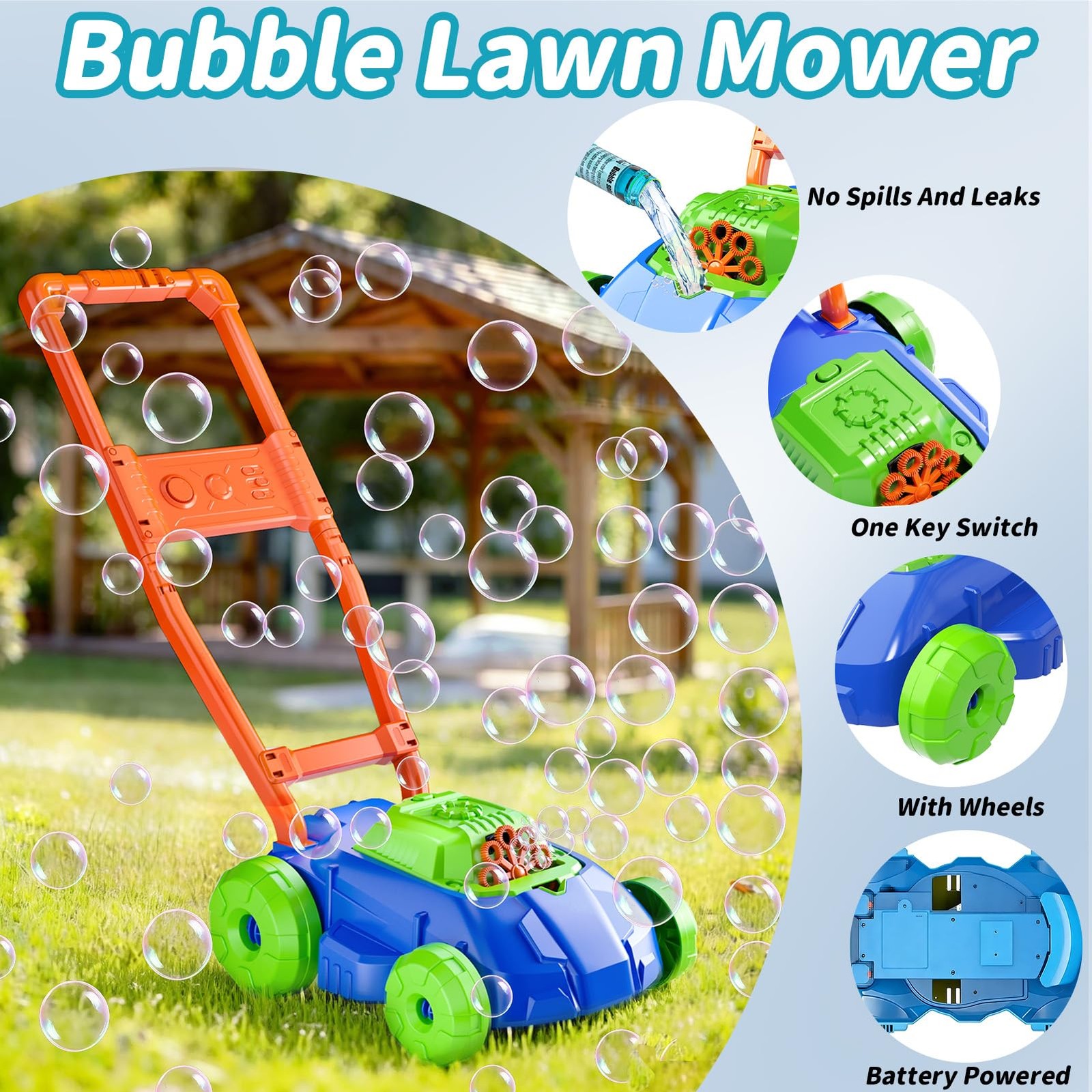 Bubble Lawn Mower for Kids Toddler 1-3 Years Old, Outdoor Play Bubble Blower …