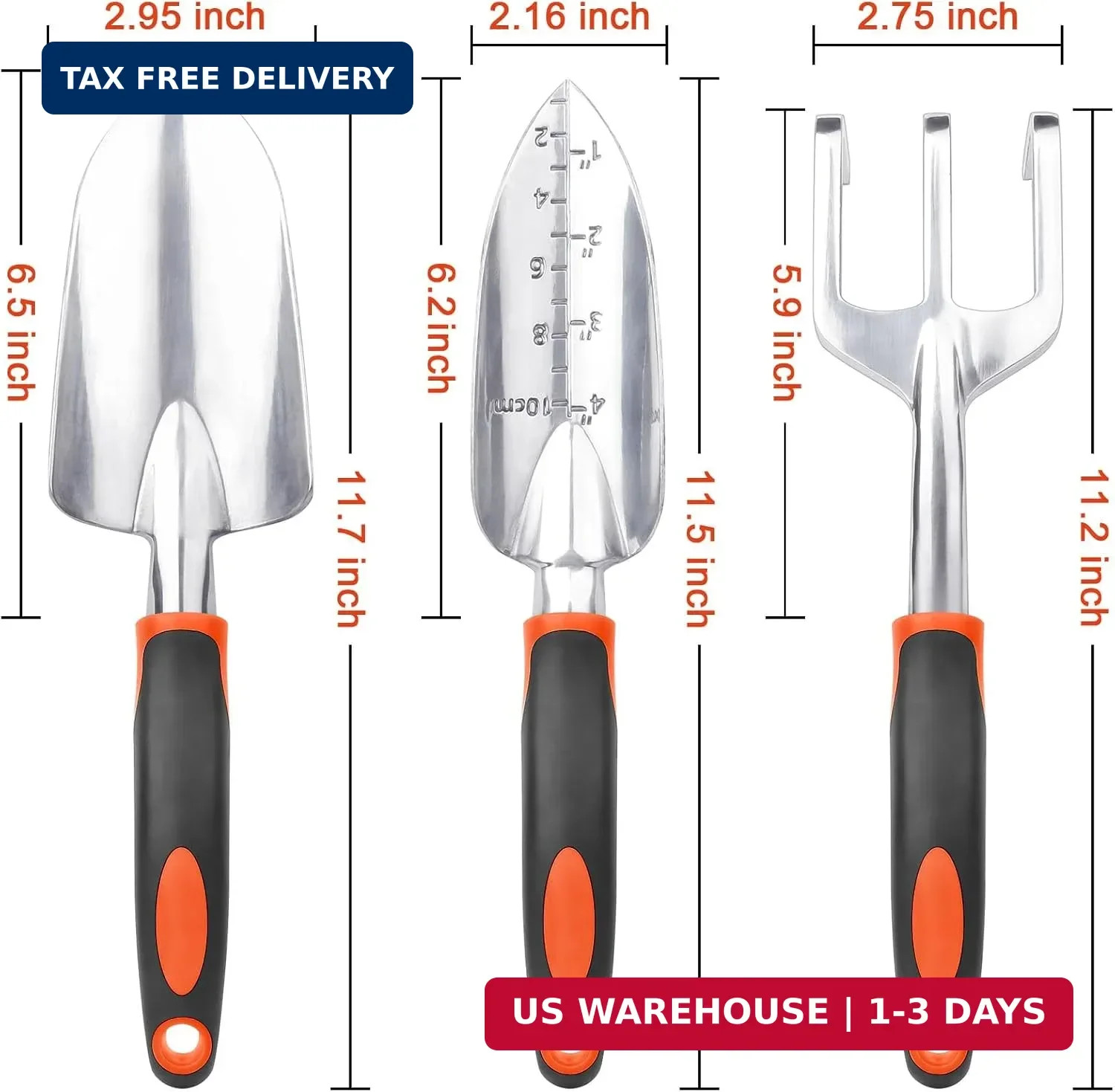Garden Tools Set, 3 Pack Heavy Duty Gardening Tools Set Include Garden Shovel, T
