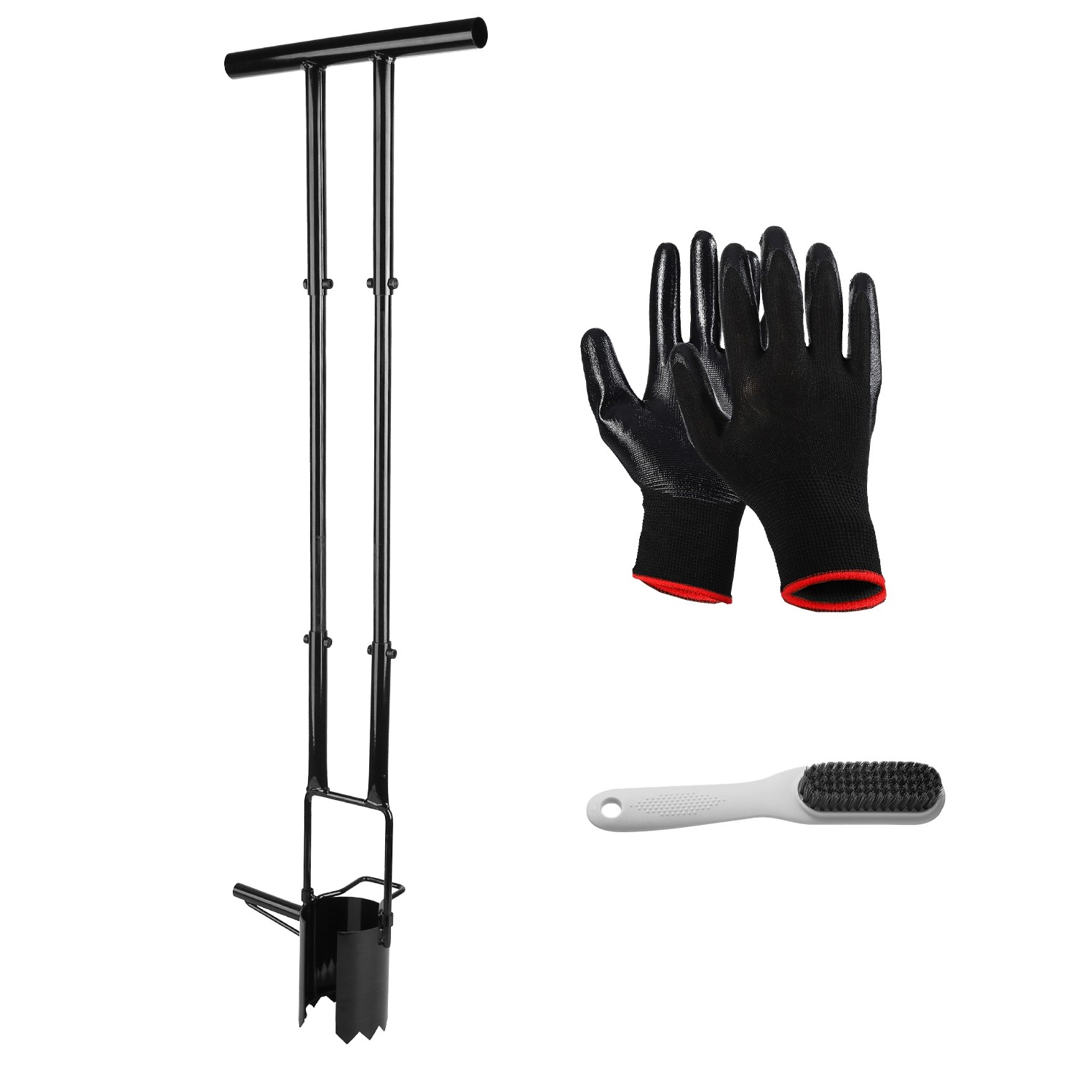 5In1 Bulb Planter Tool Long Handle Gardening Bulb Transplanter with Gloves Brush