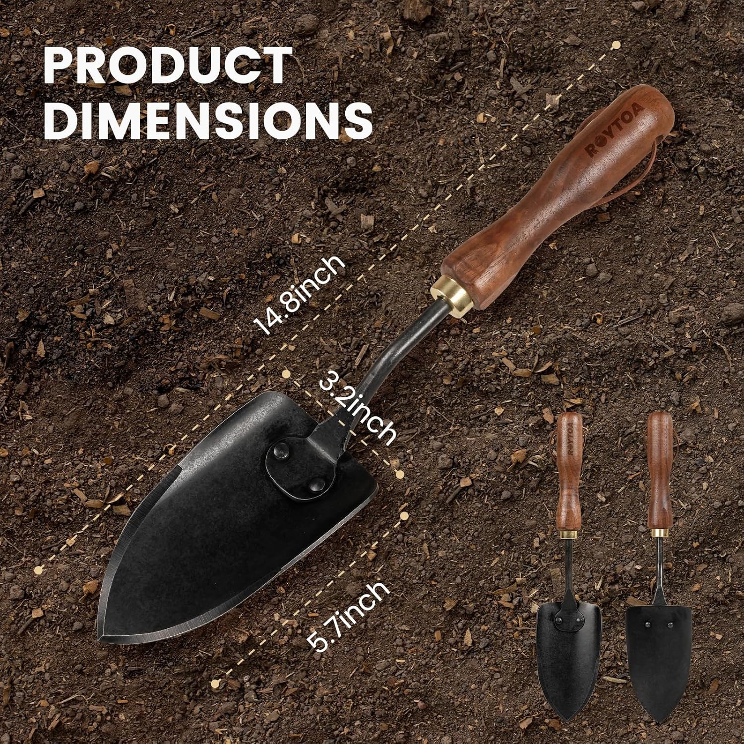 Garden Hand Trowel, Heavy Duty Stainless Steel Garden Shovel with Walnut Handle,